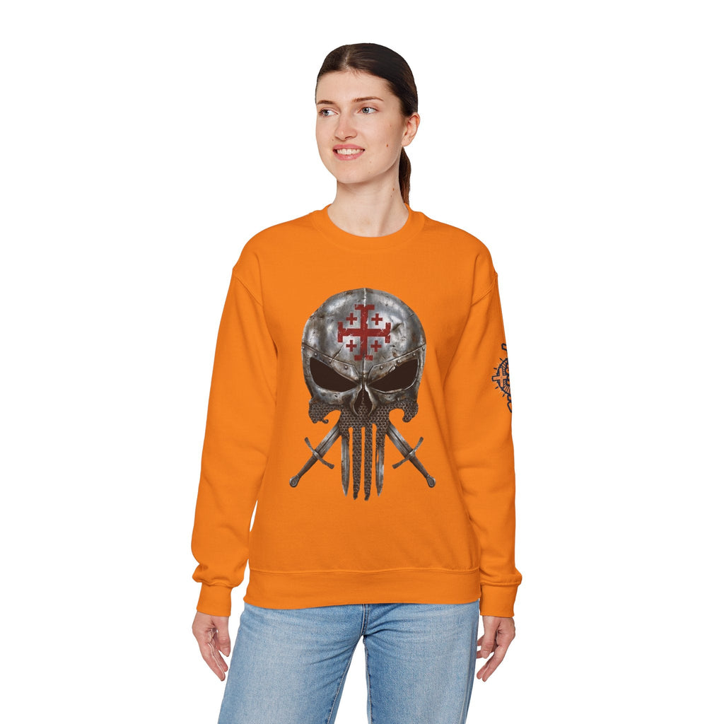 Crusader Knight Christian Skull Sweatshirt - Warrior Armor of God Sweatshirt Printify