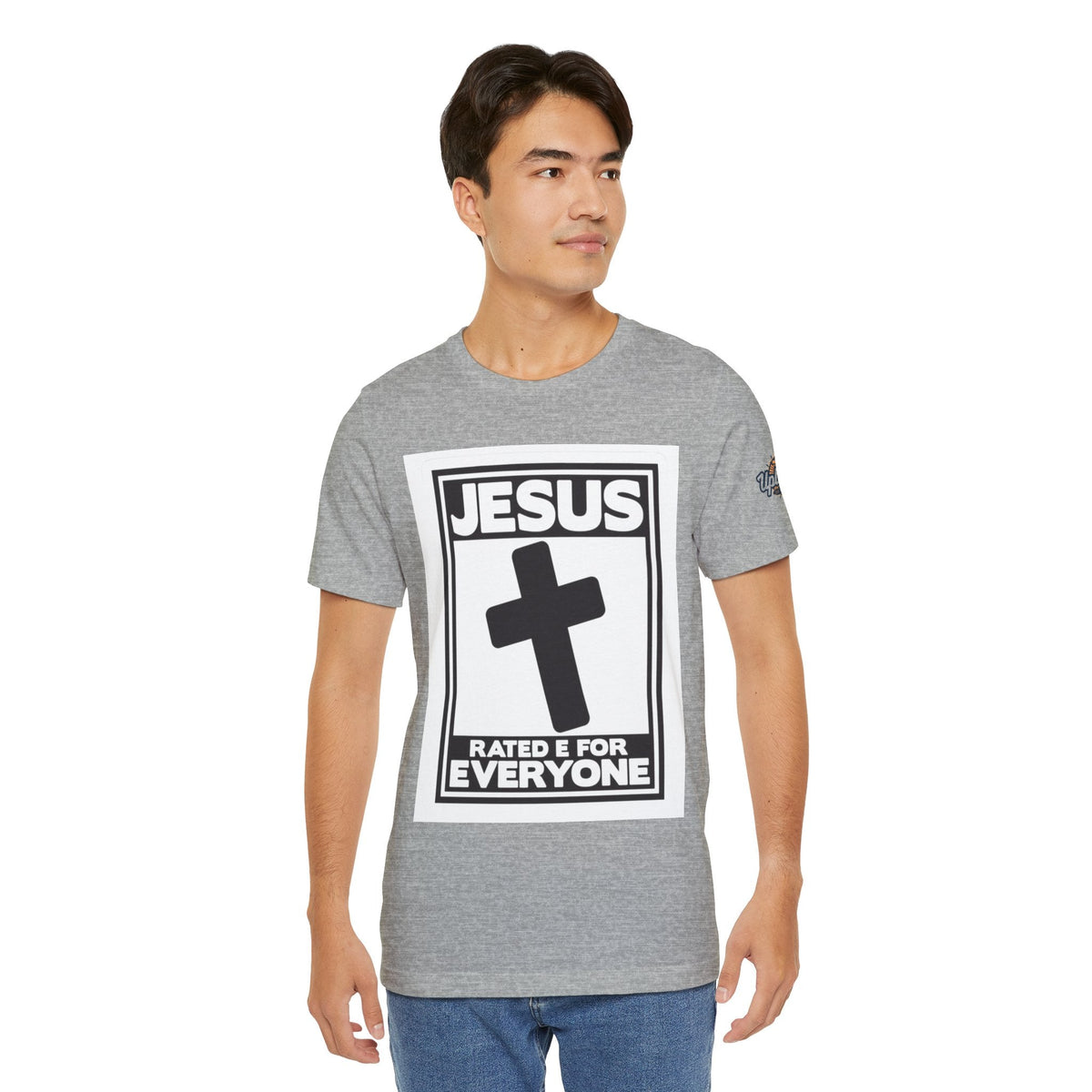 Jesus, Rated E for Everyone T-shirt - Gamer Faith T-shirt - Christian Video Game Parody Printify