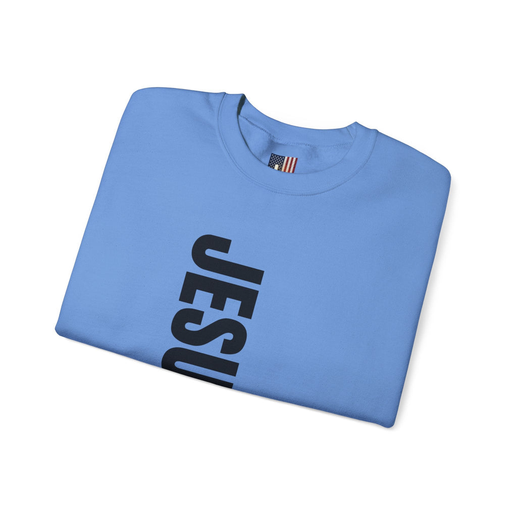 Jesus Is King Sweatshirt | Modern Typographic Cross Christian Sweatshirt Printify