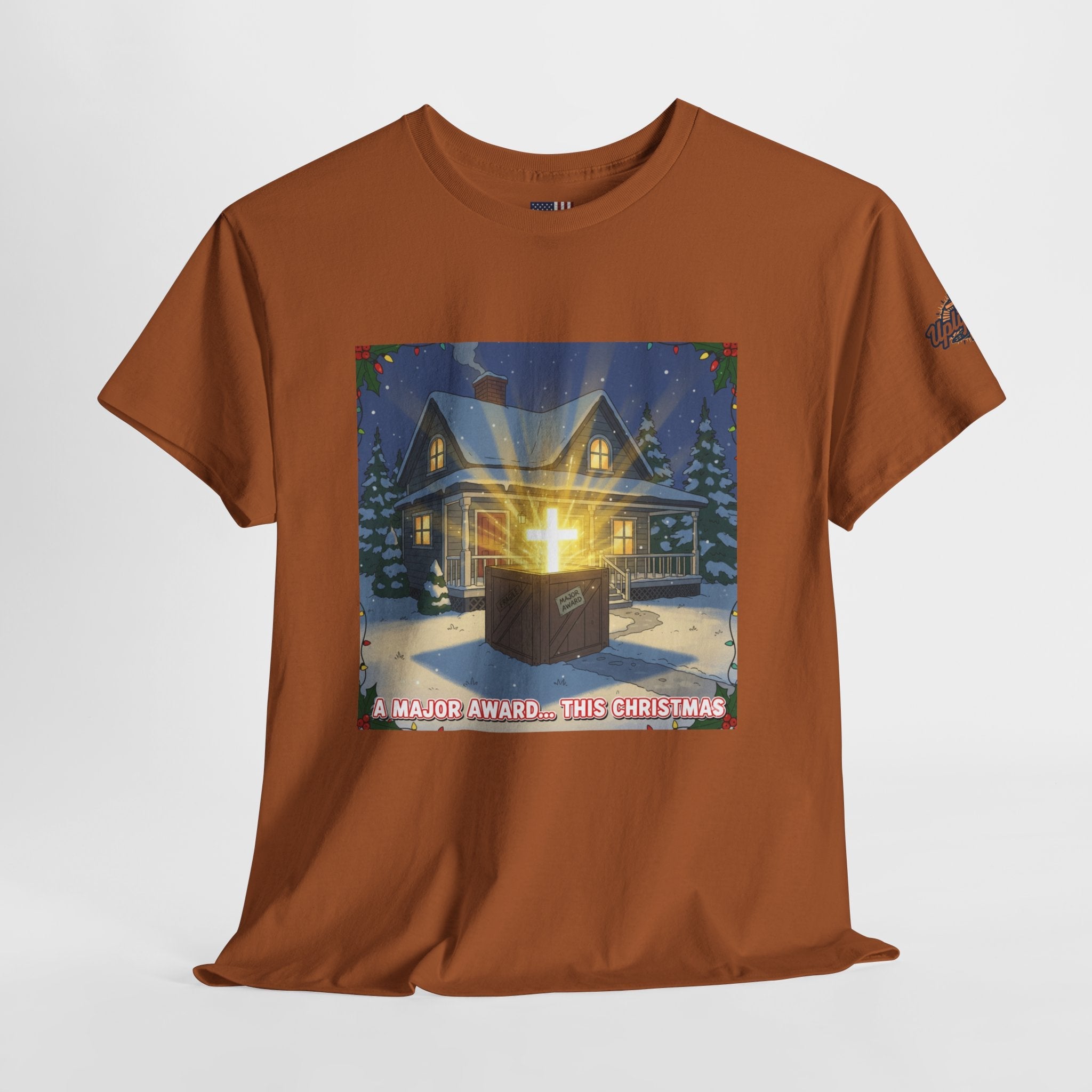 A Major Award This Christmas T-shirt – Fragile Leg Lamp Parody Cross Unboxing Christian T-shirt for Hilarious Faith & Holiday Glow Printify