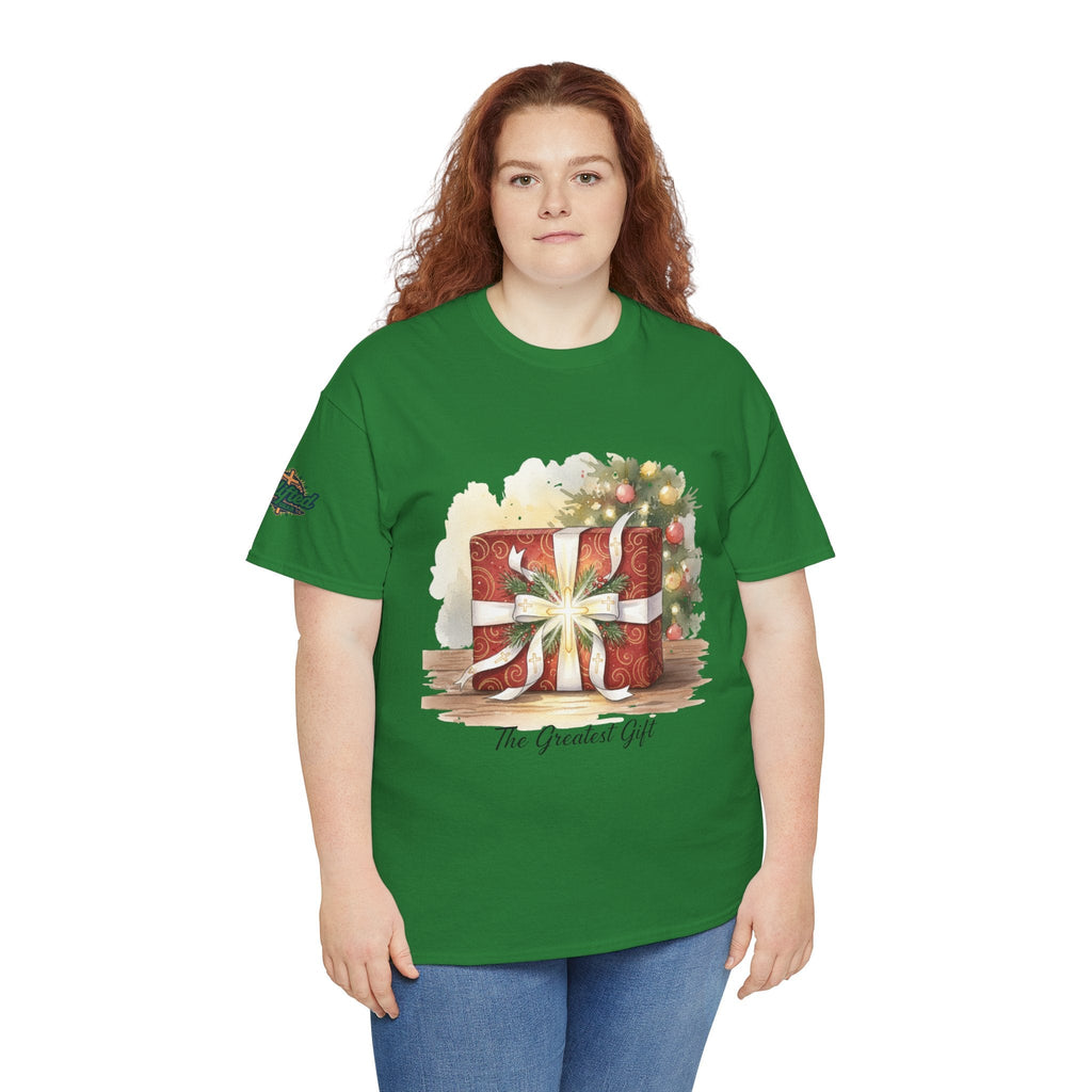 The Greatest Gift T-shirt – Cross Bow Present Christian T-shirt for Christmas Salvation & Eternal Faith Printify