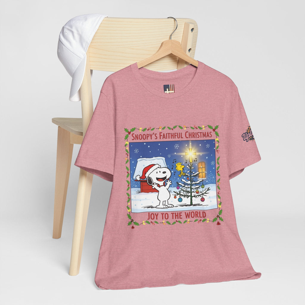 🎄 Faithful Christmas Friends – Christian Holiday T-Shirt | Festive Tree & Cartoon Duo | Heartwarming Christmas Tee by Uplifted Gear Printify