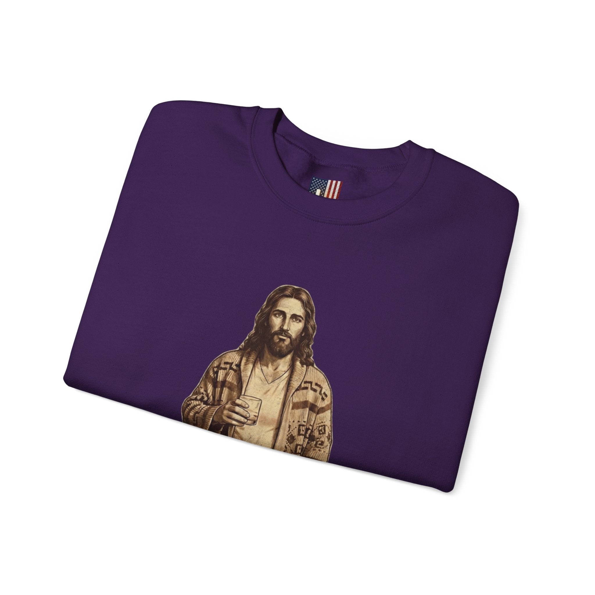 Abide Jesus Sweatshirt — Vintage 'The Dude' Religious Graphic Sweatshirt Printify