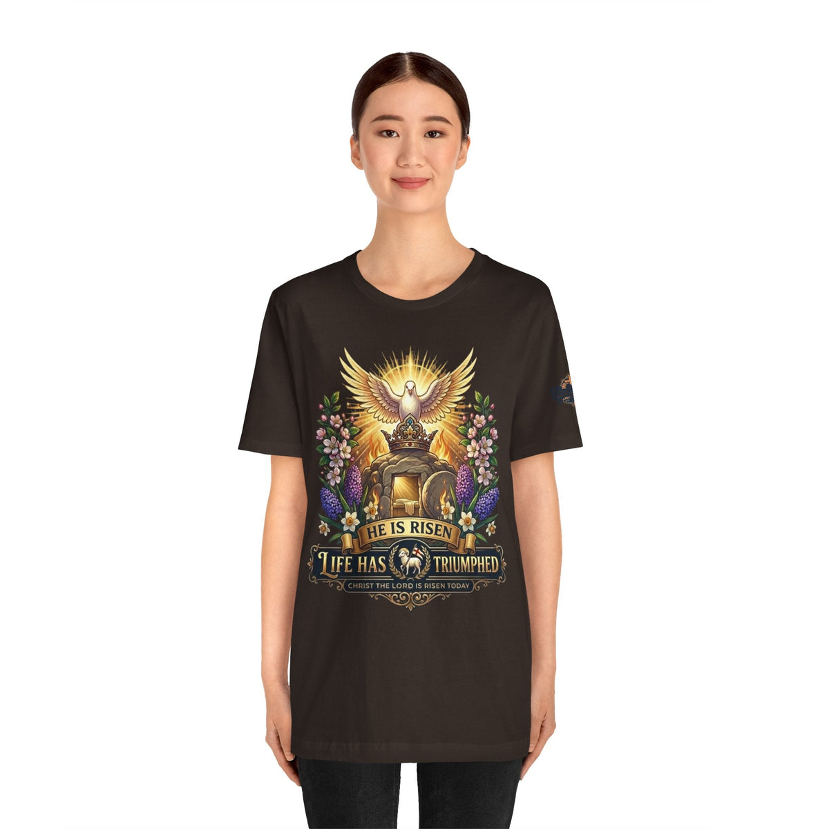 He Is Risen "Life Has Triumphed" T-Shirt — Easter Resurrection Christian Tee Printify