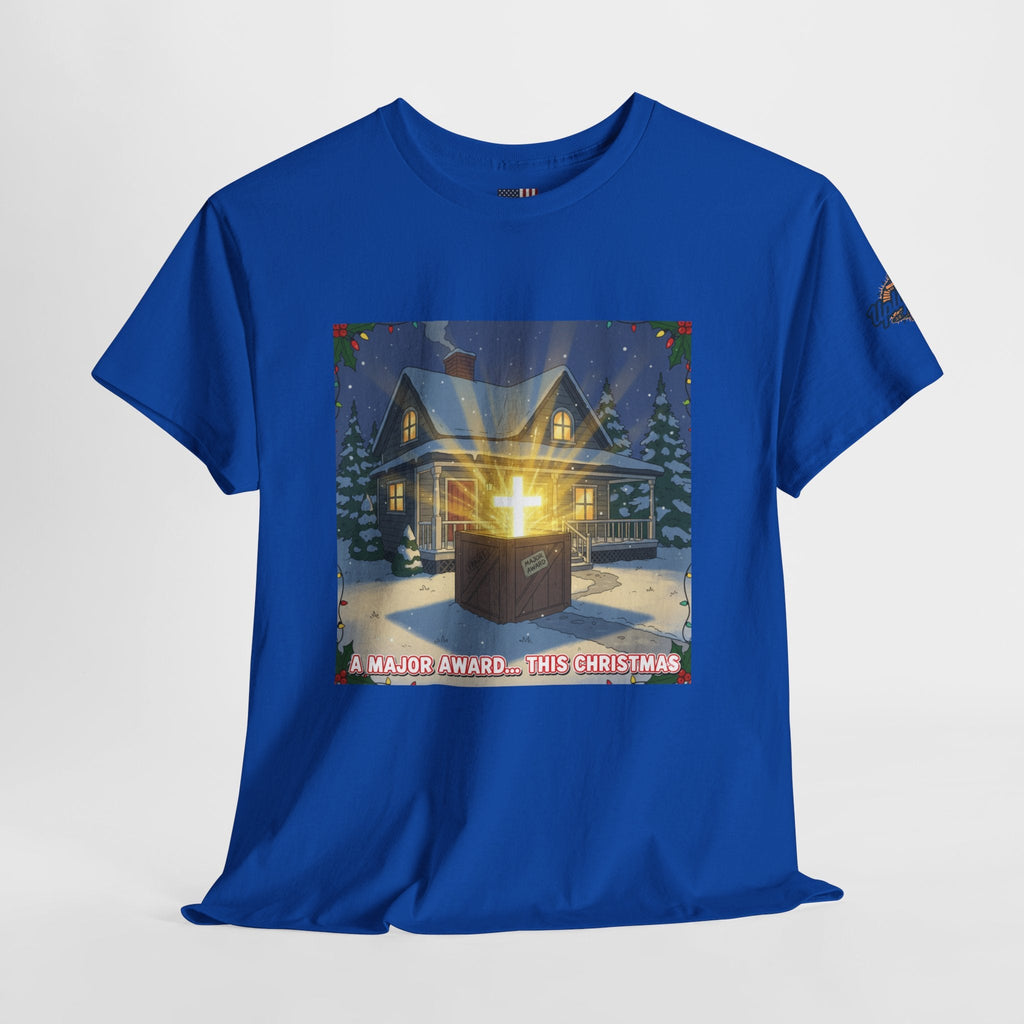 A Major Award This Christmas T-shirt – Fragile Leg Lamp Parody Cross Unboxing Christian T-shirt for Hilarious Faith & Holiday Glow Printify