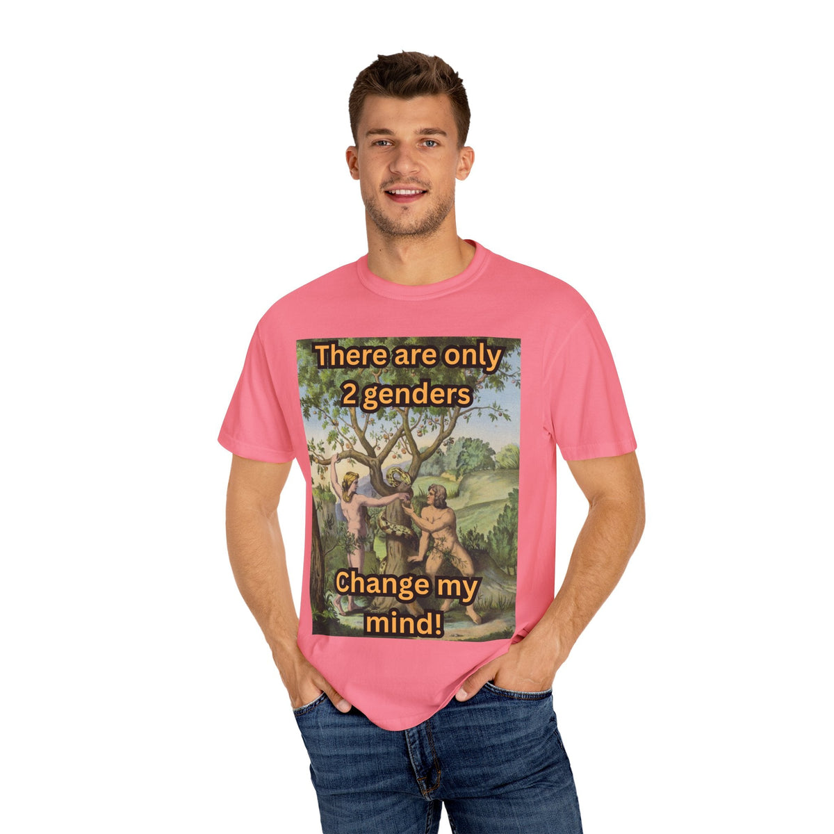 There Are Only 2 Genders T-Shirt – Adam & Eve Cross Christian Tee for Bold Faith Printify