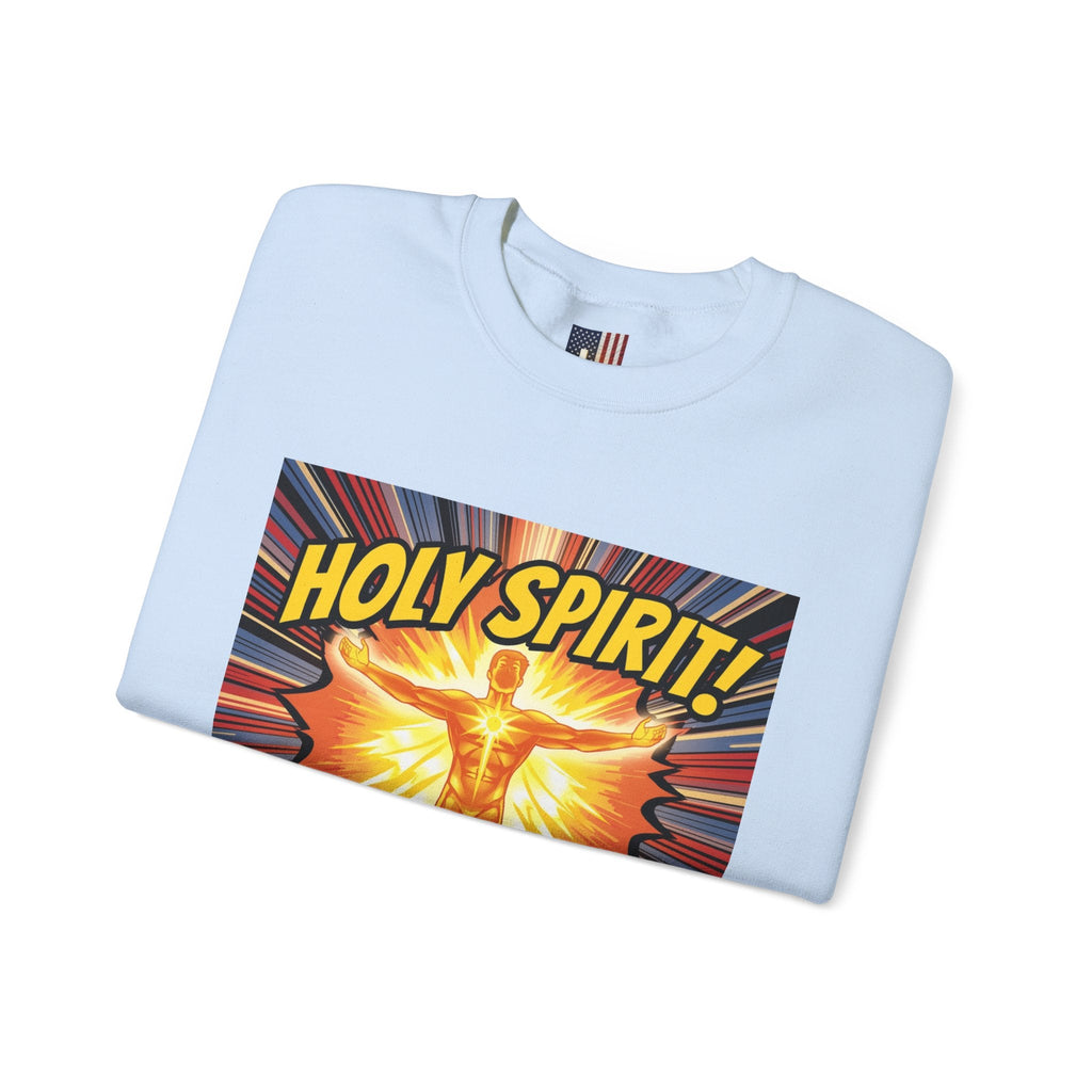 Holy Spirit Activate Sweatshirt – Superhero Christian Sweatshirt with Vibrant Power-Up Design for Faith-Fueled Boldness Printify