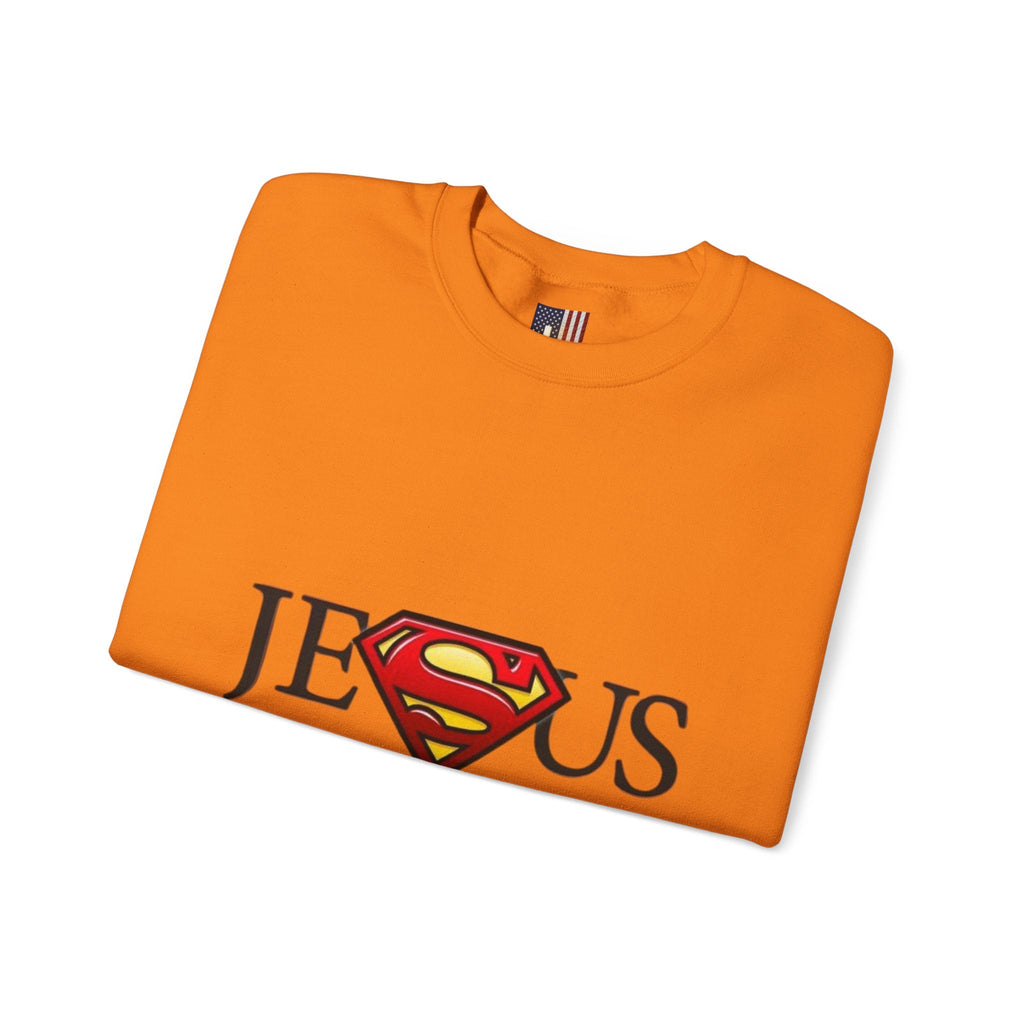 Jesus Is My Superhero Crewneck Sweatshirt Printify