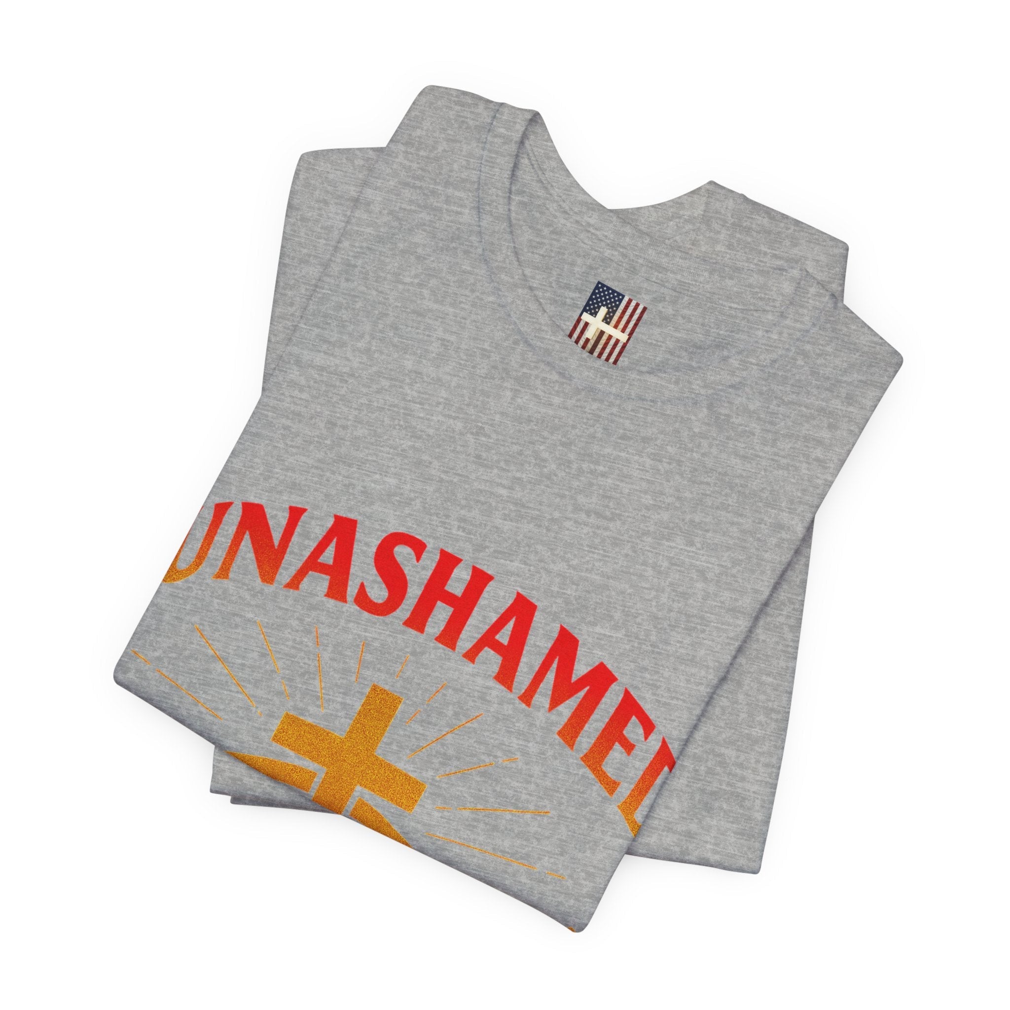 Unashamed T-shirt – Ichthys Jesus Fish & Cross Christian T-shirt for Romans 1:16 Bold Faith Printify