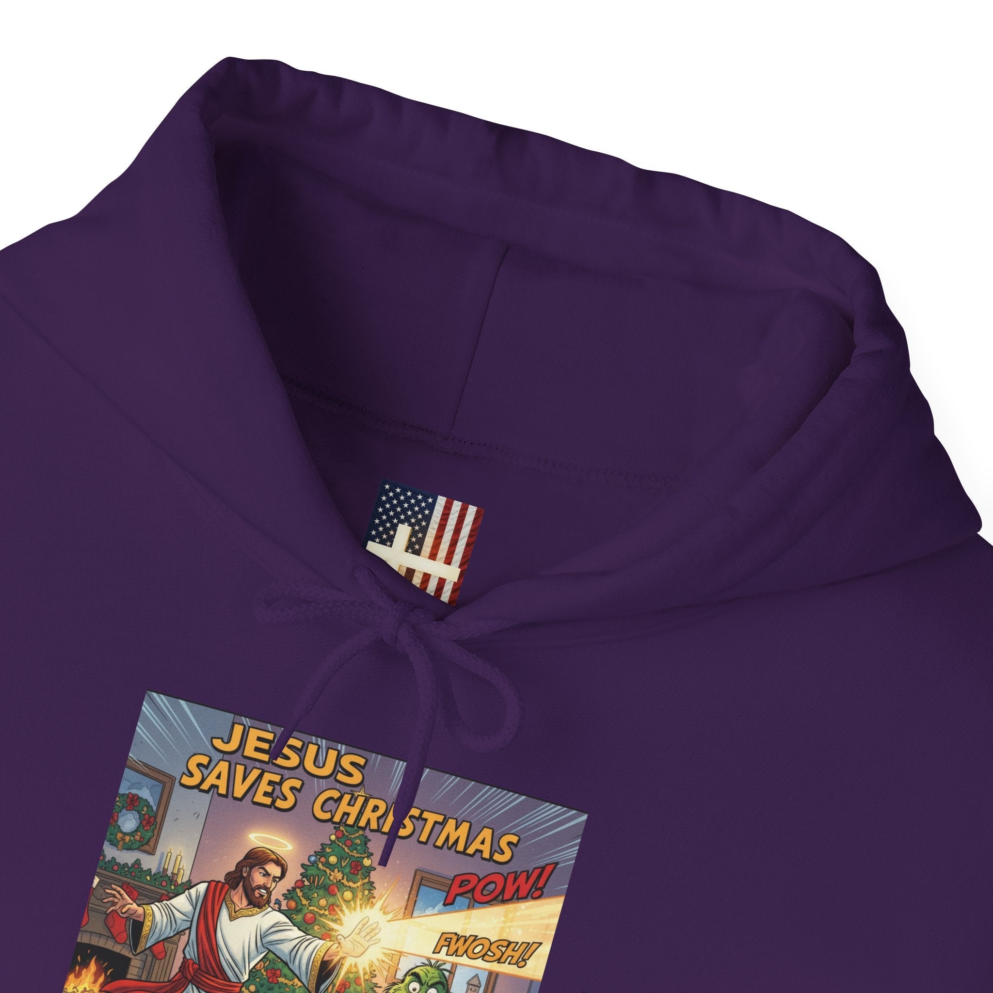 Jesus Saves Christmas Hoodie – Grinch vs Savior Light Battle Christian Sweatshirt for Hilarious Holiday Faith & True Joy Printify