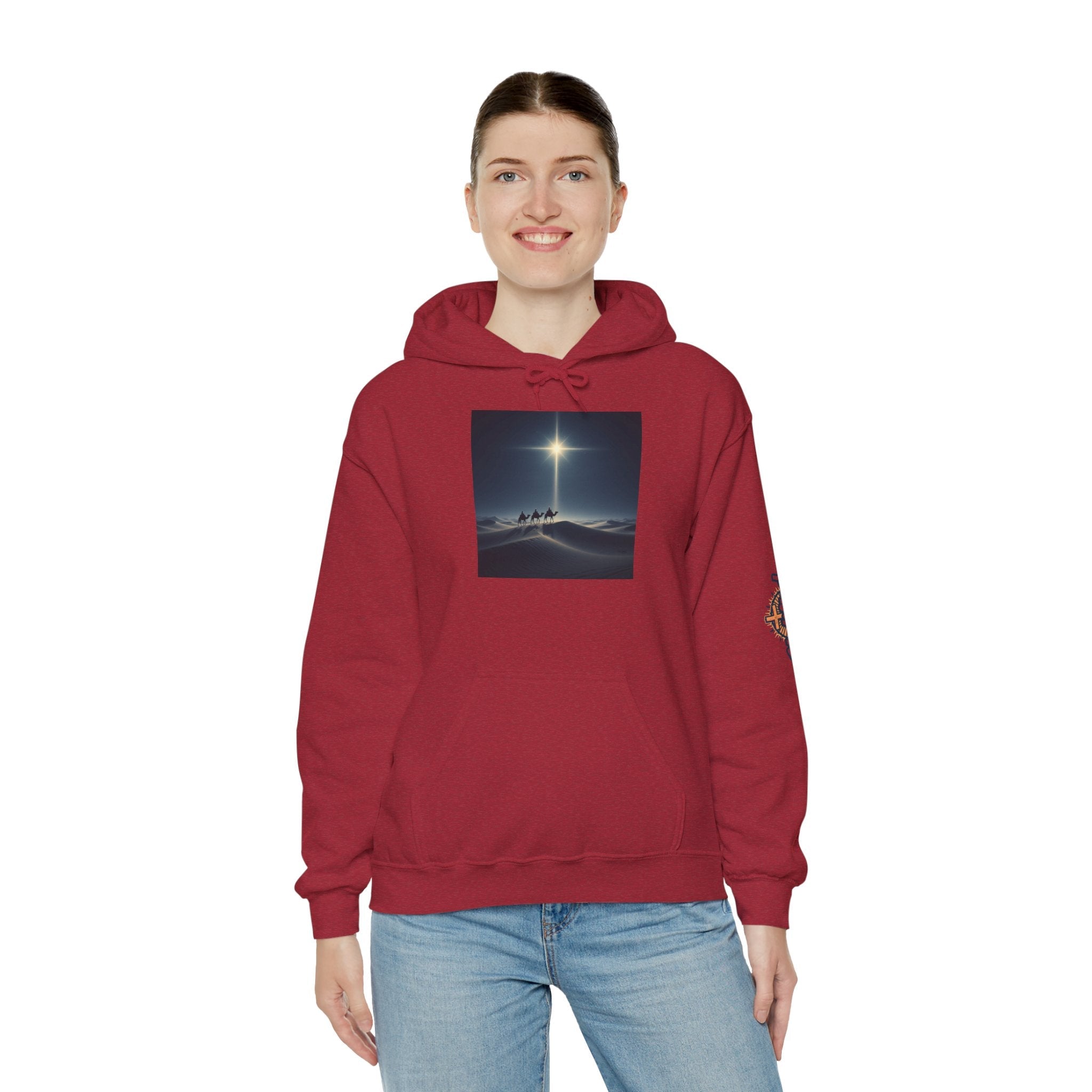 3 Wise Men Hoodie – Magi Camels Nativity Journey Christian Christmas Sweatshirt for Epiphany Faith & Holy Night Printify