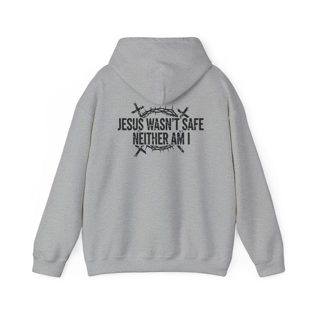 ⚡ Jesus Wasn’t Safe – Neither Am I | Bold Christian Hoodie | Storm-Walking Faith Tee | Minimalist Black & White Design | Uplifted Gear Printify