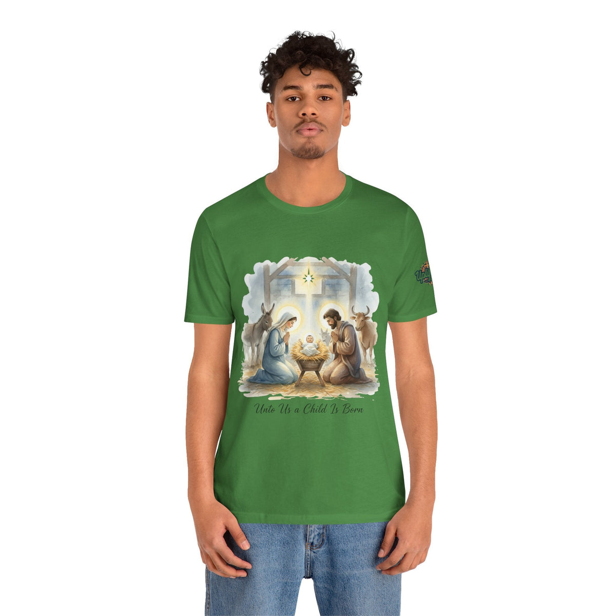 Unto Us a Child is Born T-shirt – Isaiah 9:6 Nativity Manger Scene Christian Christmas T-shirt for Holy Night Faith Printify