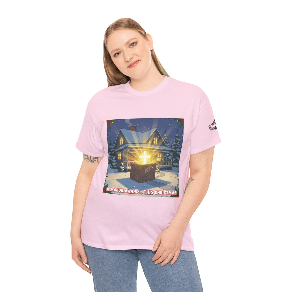 A Major Award This Christmas T-shirt – Fragile Leg Lamp Parody Cross Unboxing Christian T-shirt for Hilarious Faith & Holiday Glow Printify