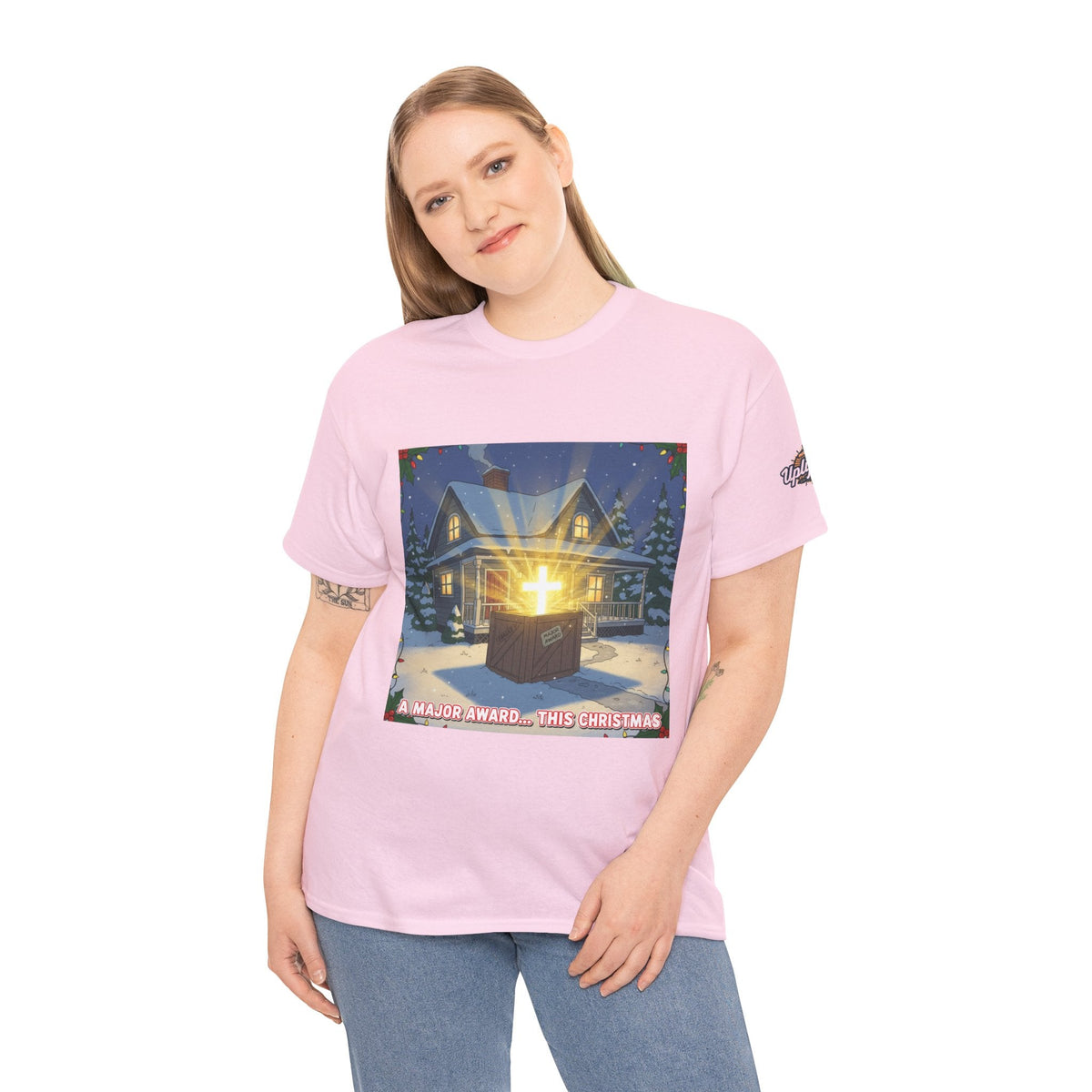 A Major Award This Christmas T-shirt – Fragile Leg Lamp Parody Cross Unboxing Christian T-shirt for Hilarious Faith & Holiday Glow Printify