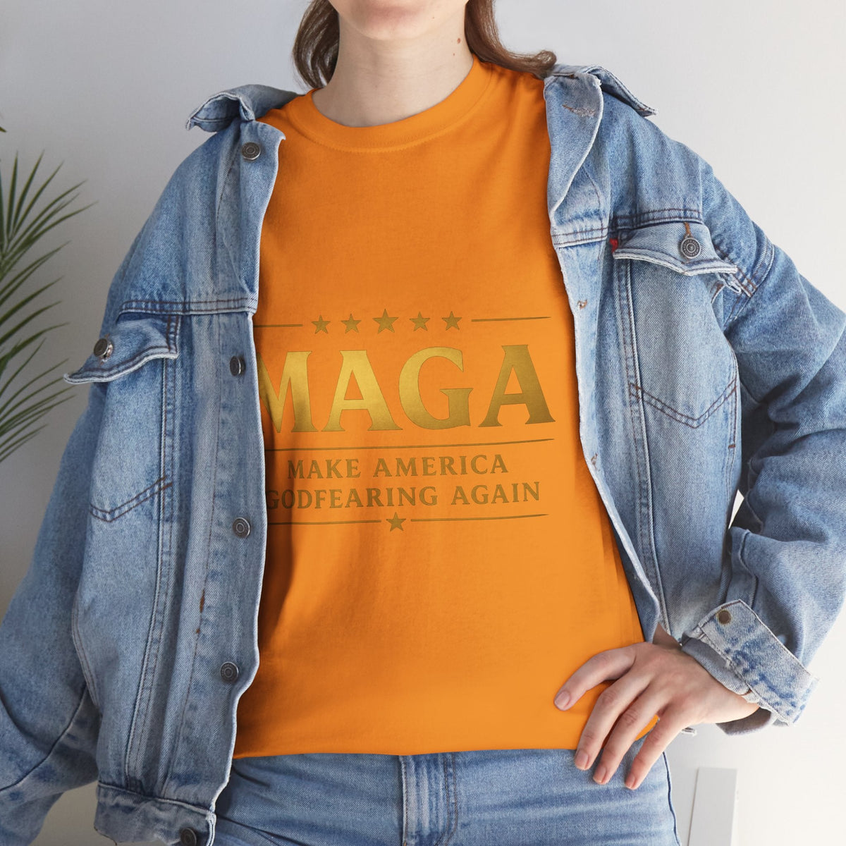 MAGA Gold Letter T-Shirt — "Make America Great Again" Printify