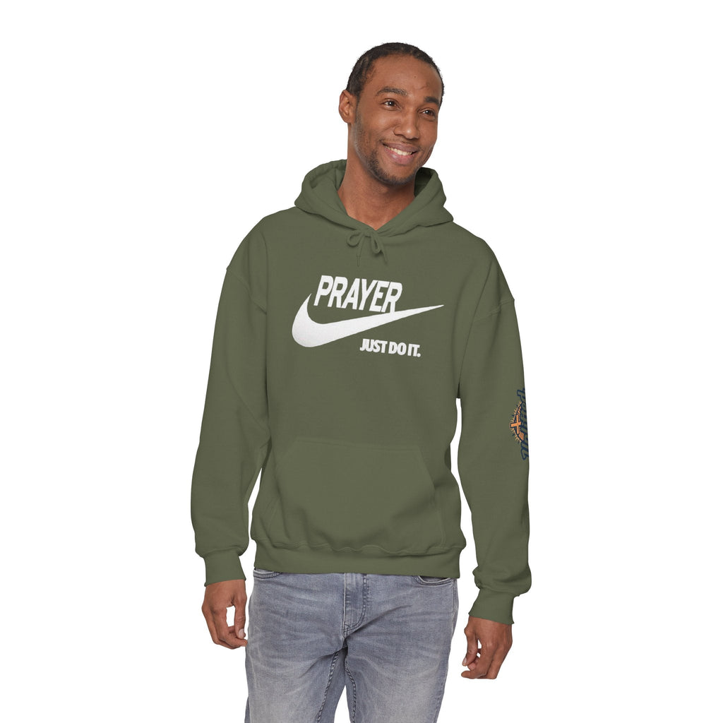 Prayer Just Do It Hoodie - Funny Christian Nike Parody Hoodie - Faith Gear Printify