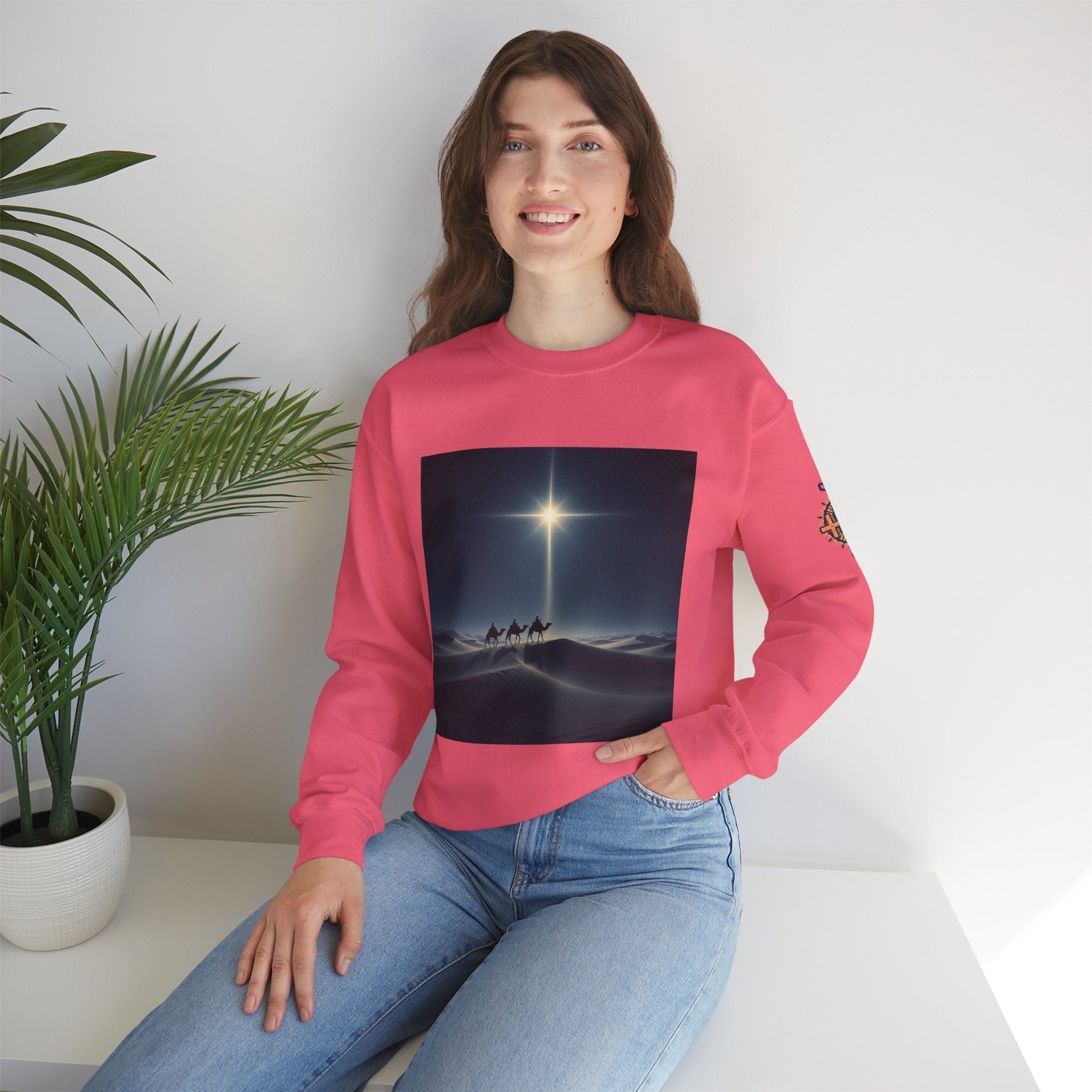 3 Wise Men Sweatshirt – Magi Camels Nativity Journey Christian Christmas Sweatshirt for Epiphany Faith & Holy Night Printify