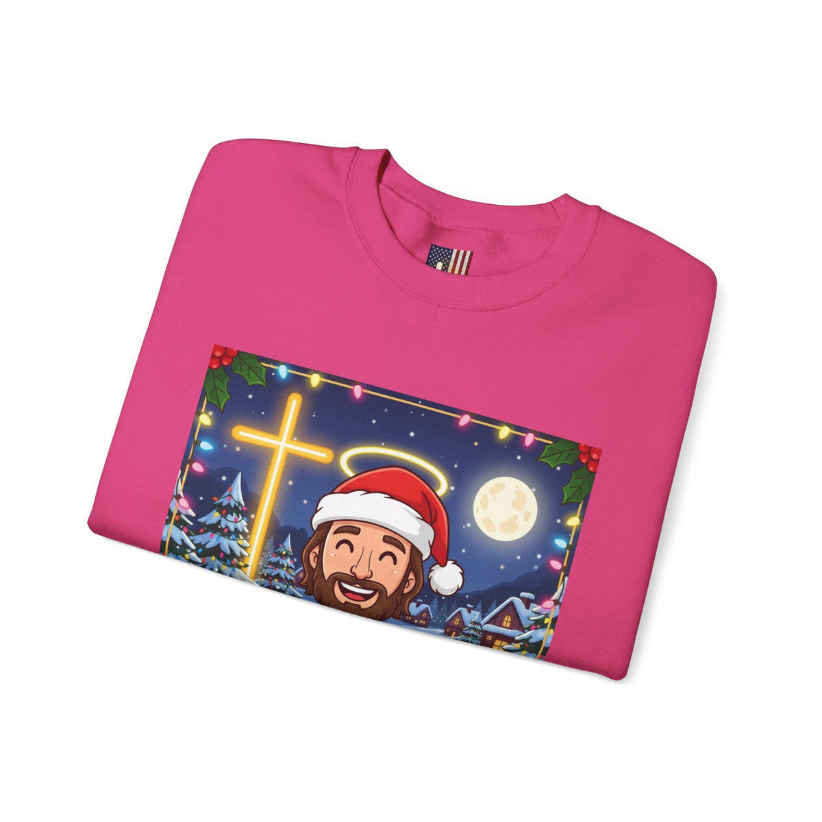 🎄 Make Christmas Great Again – Funny Christian Sweatshirt | Jesus Holding Banner | Faith-Based Holiday Parody Tee | Uplifted Gear Printify