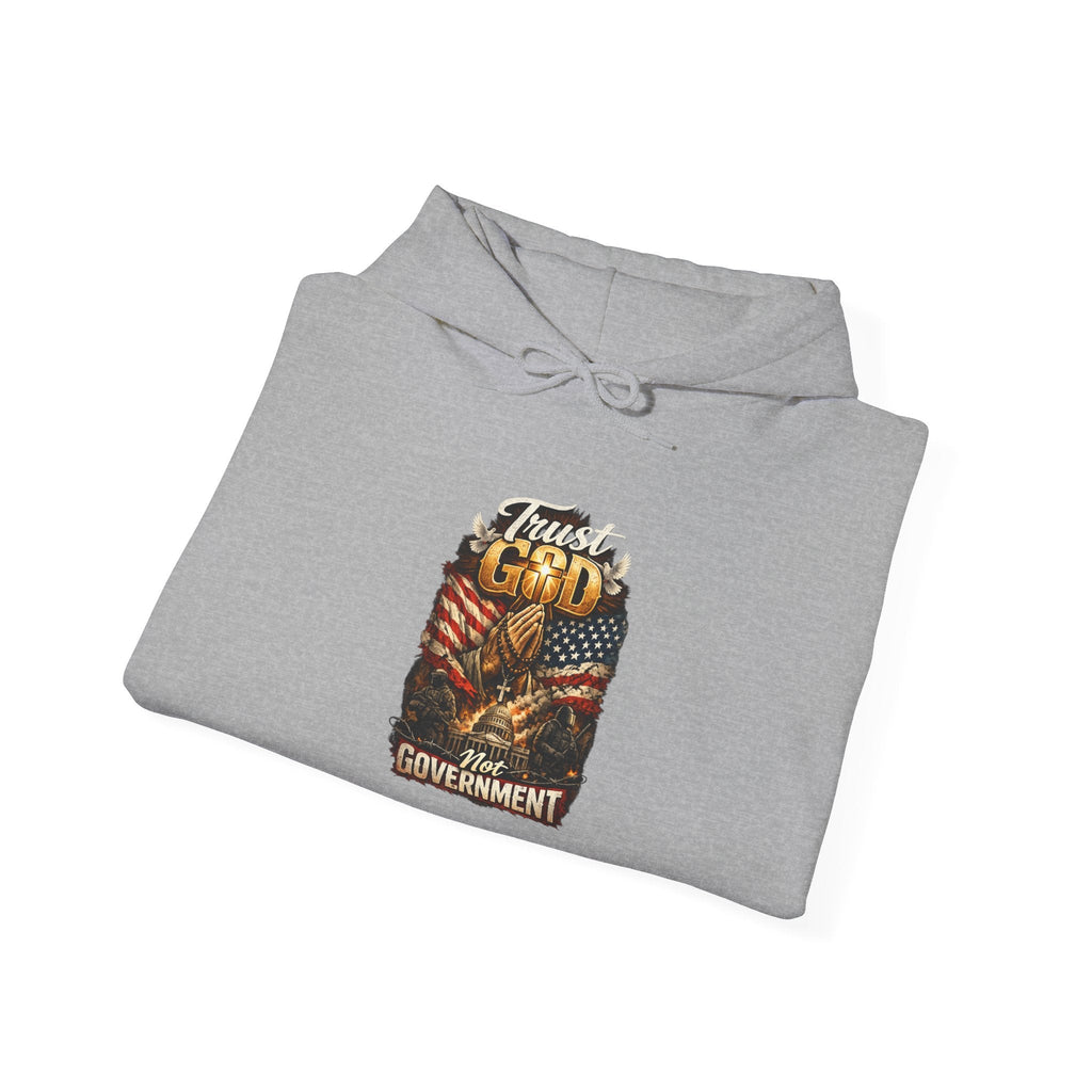 Trust God Not Government Hoodie — Vintage Patriotic Christian Hoodie Printify