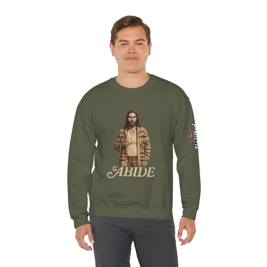 Abide Jesus Sweatshirt — Vintage 'The Dude' Religious Graphic Sweatshirt Printify