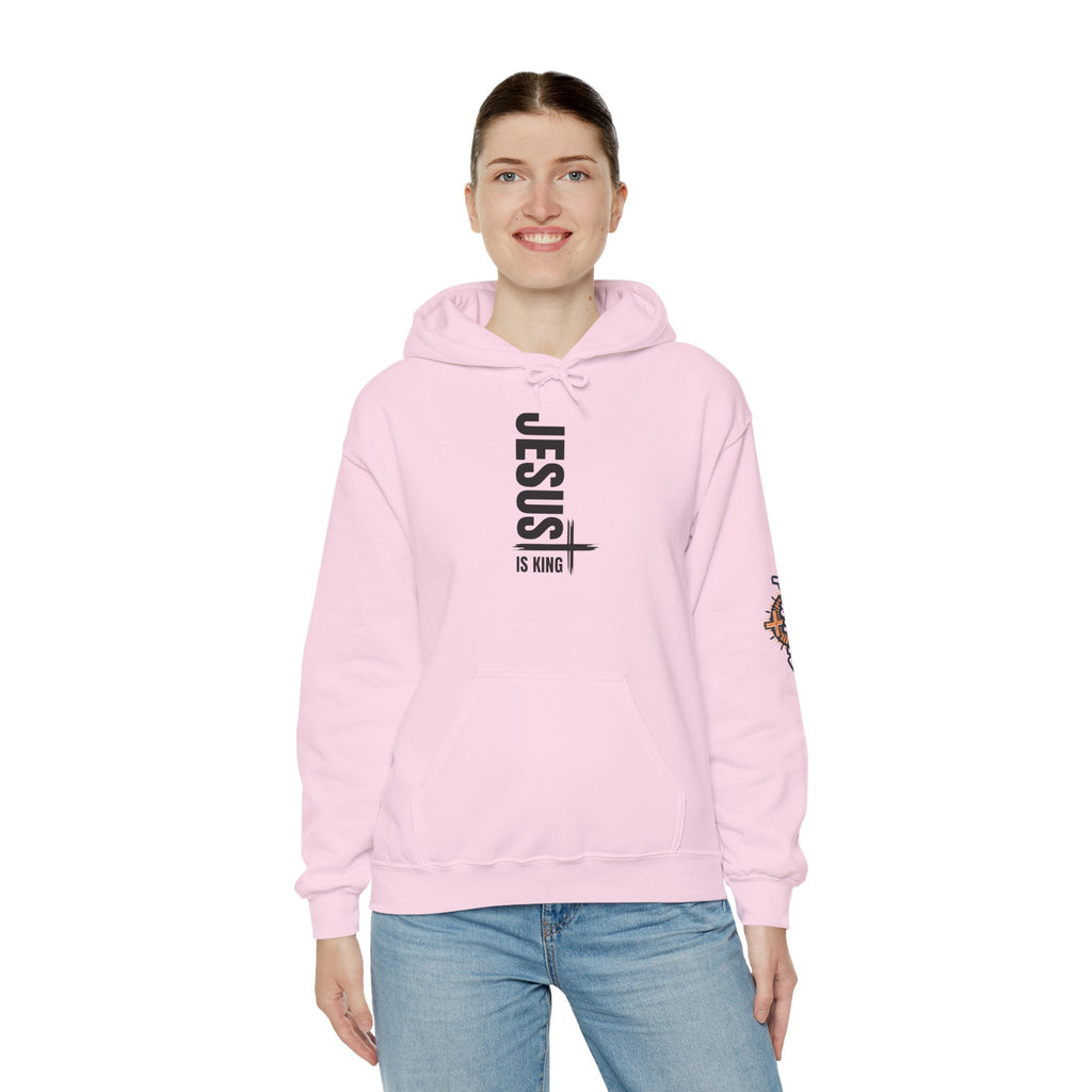 Jesus Is King Hoodie | Modern Typographic Cross Christian Hoodie Printify