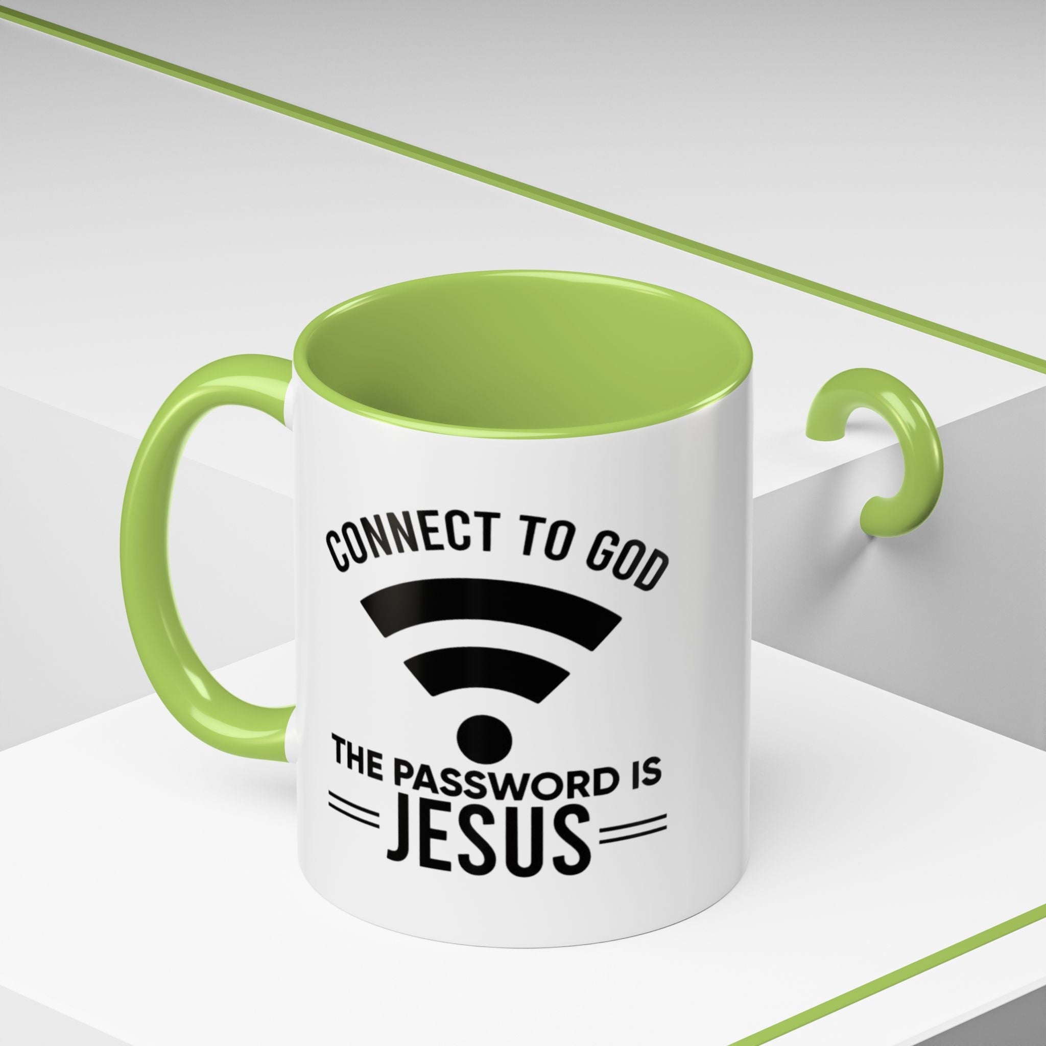 Connect to God Coffee Mug — "WIFI Password is Jesus" Funny Christian Faith Mug Printify