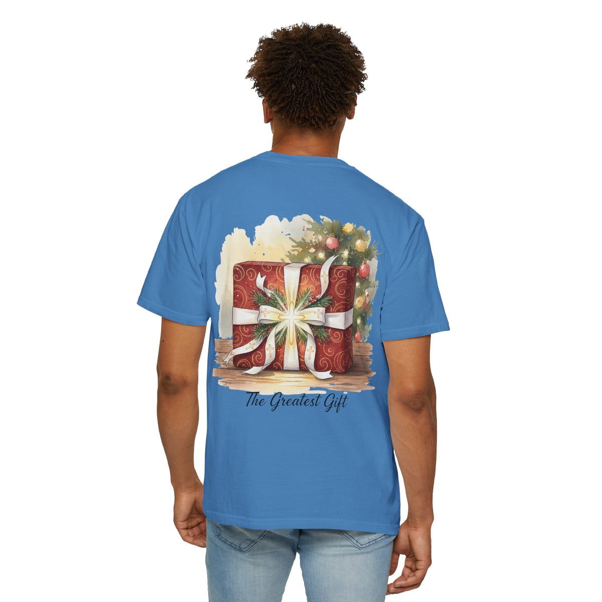 The Greatest Gift T-shirt – Cross Bow Present Christian T-shirt for Christmas Salvation & Eternal Faith Printify