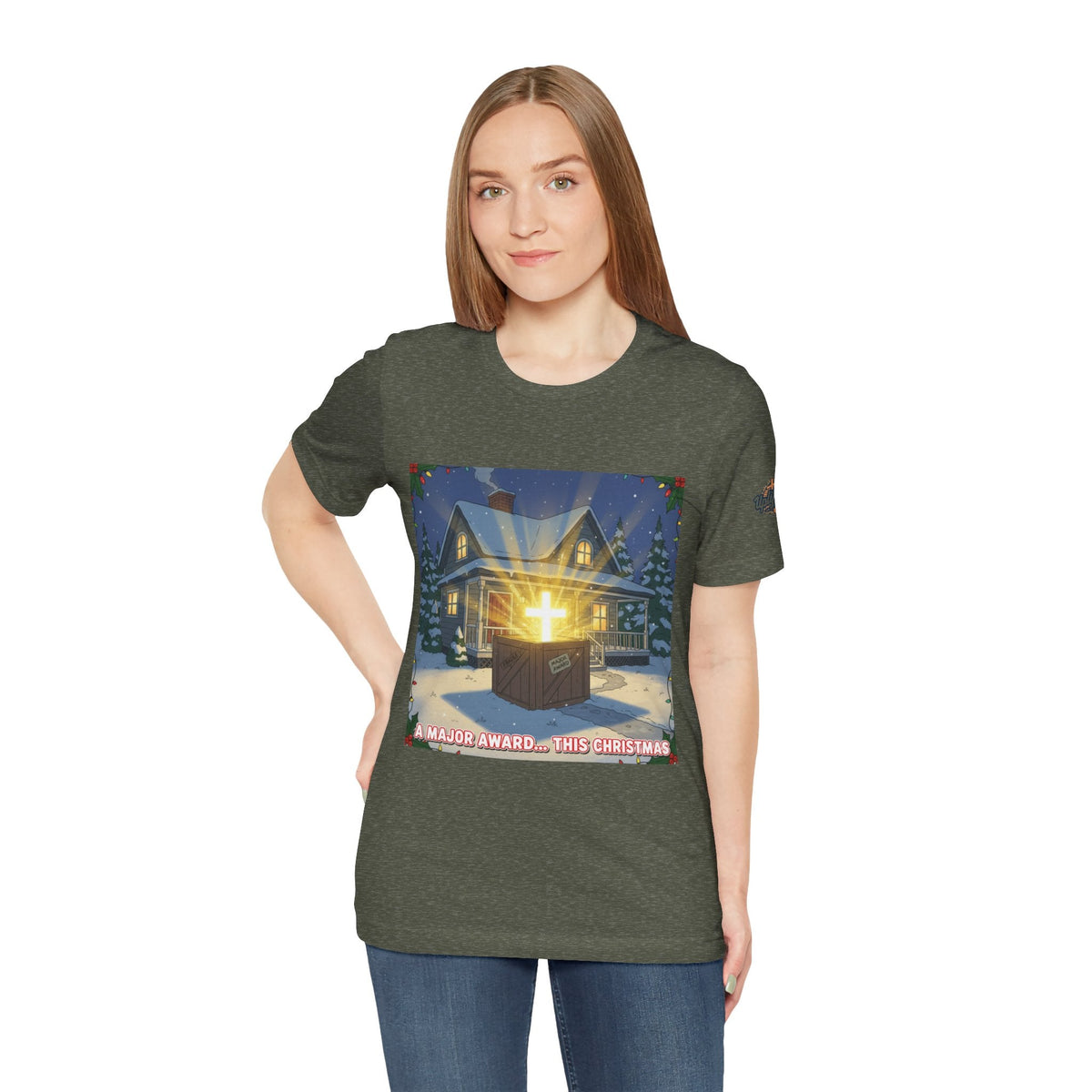 A Major Award This Christmas T-shirt – Fragile Leg Lamp Parody Cross Unboxing Christian T-shirt for Hilarious Faith & Holiday Glow Printify