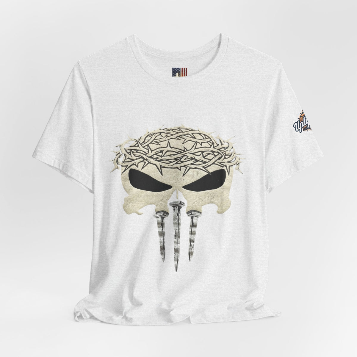 Christian Skull T-shirt - Crown of Thorns & Nails - Warrior Faith T-shirt Printify