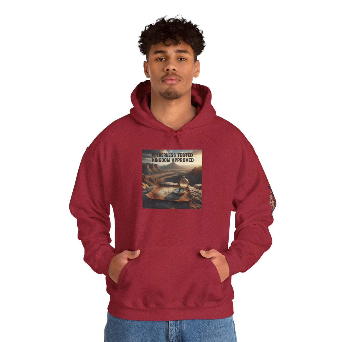 Wilderness Tested Kingdom Approved Hoodie – Mountain Desert Compass Crown Christian Sweatshirt for Biblical Adventure Faith Printify