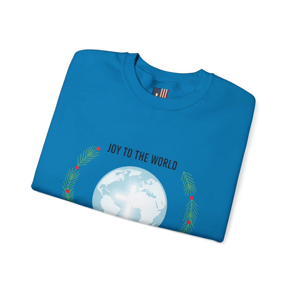 Joy to the World Sweatshirt – Wreath Earth Nativity Christian Christmas Sweatshirt for Isaiah 9:6 Holiday Faith & Festive Joy Printify