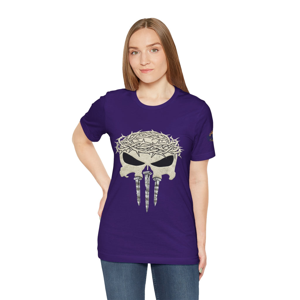 Christian Skull T-shirt - Crown of Thorns & Nails - Warrior Faith T-shirt Printify