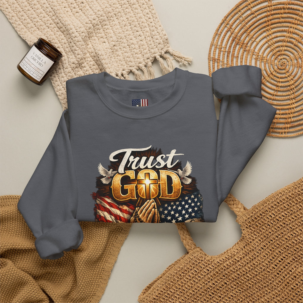 Trust God Not Government Sweatshirt — Vintage Patriotic Christian Sweatshirt Printify