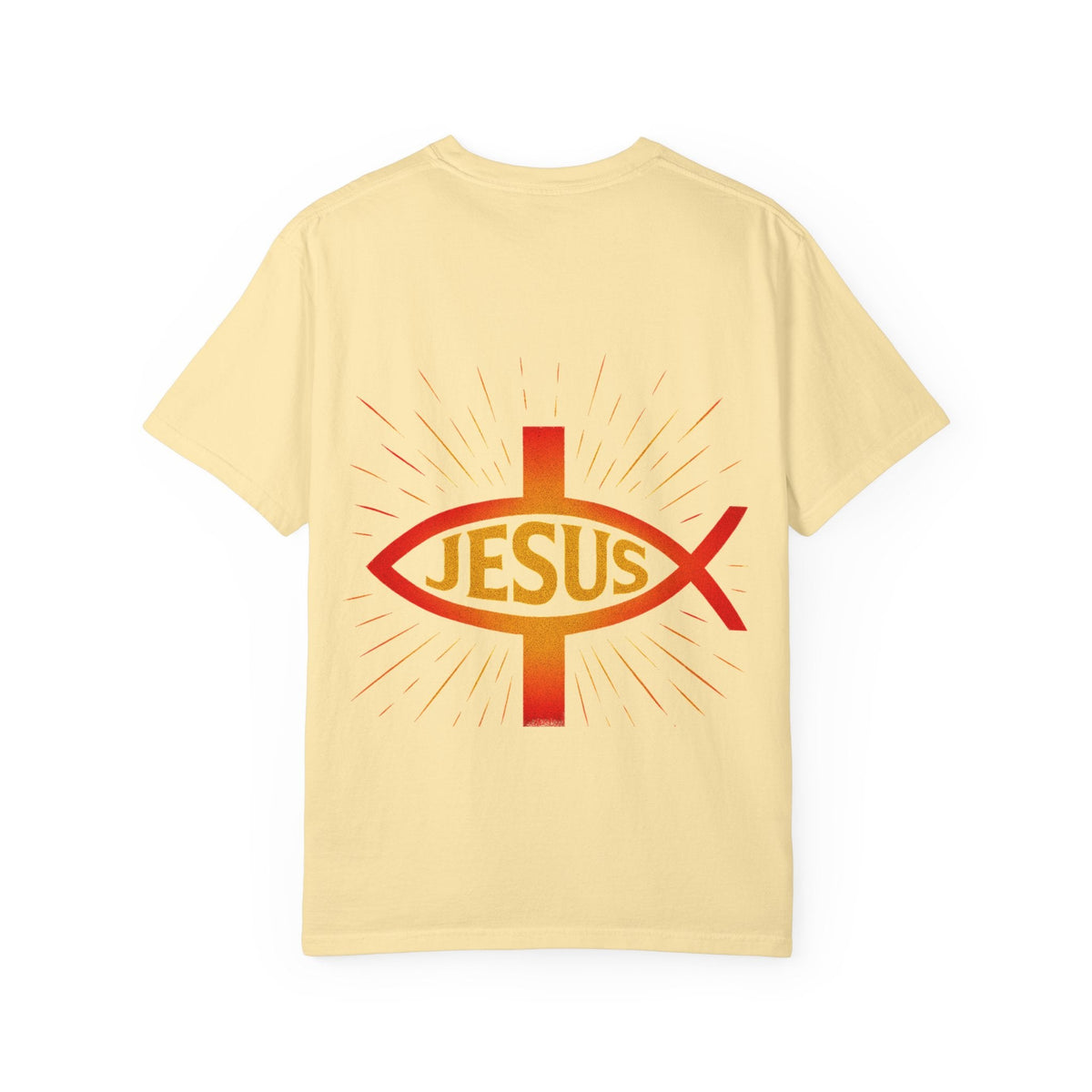 Jesus Ichthys T-shirt – Christian Fish Symbol with Cross & Jesus Inscription T-shirt for Eternal Faith & Streetwear Printify