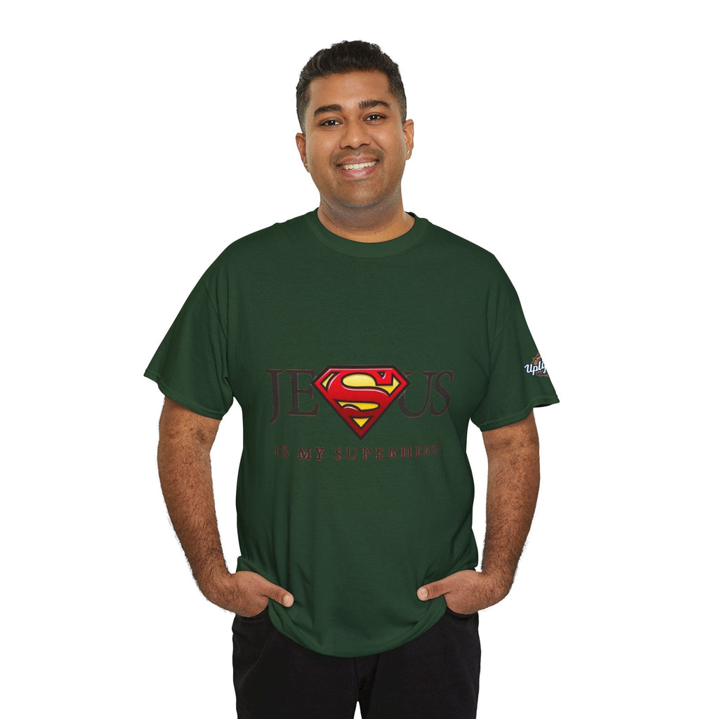 Jesus Is My Superhero T-Shirt — Faith-Based Superman-Inspired Tee Printify