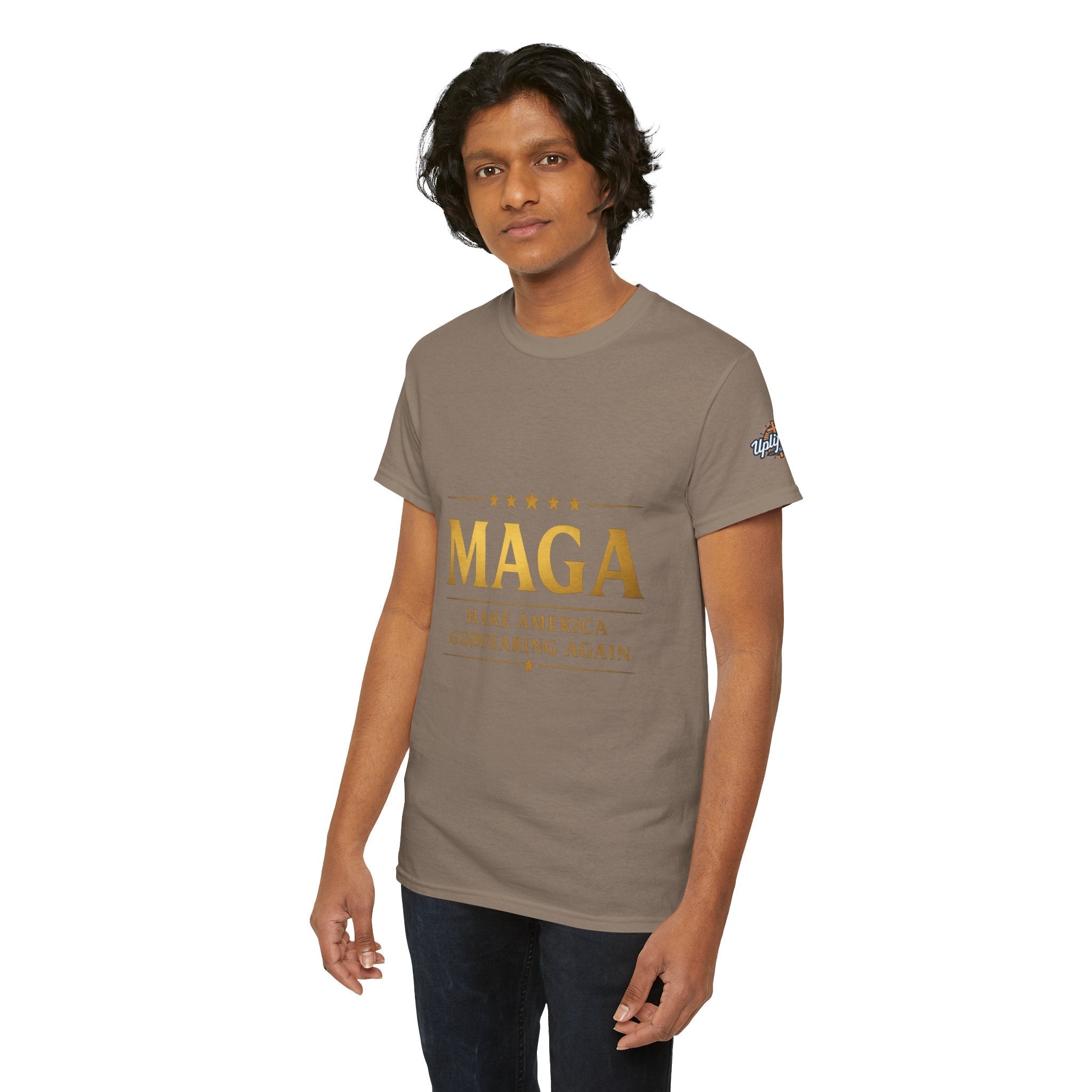 MAGA Gold Letter T-Shirt — "Make America Great Again" Printify