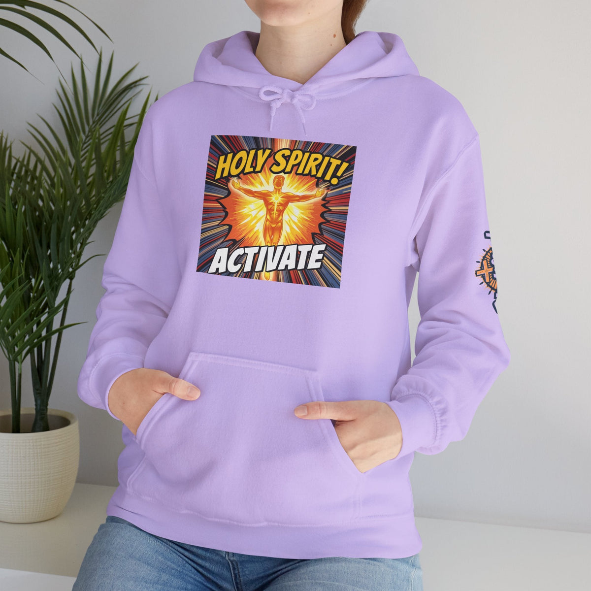 Holy Spirit Activate Hoodie – Superhero Christian Sweatshirt with Vibrant Power-Up Design for Faith-Fueled Boldness Printify