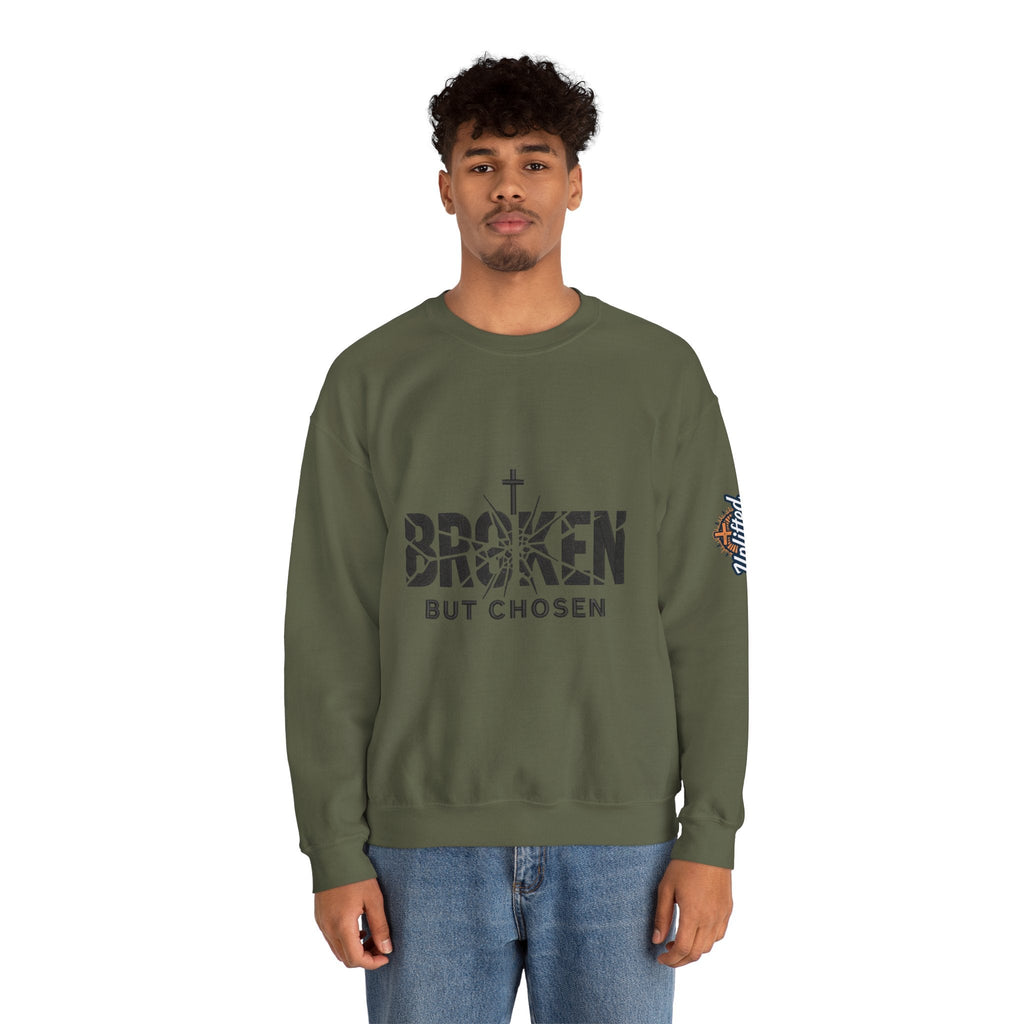 Broken But Chosen Crewneck Sweatshirt Printify