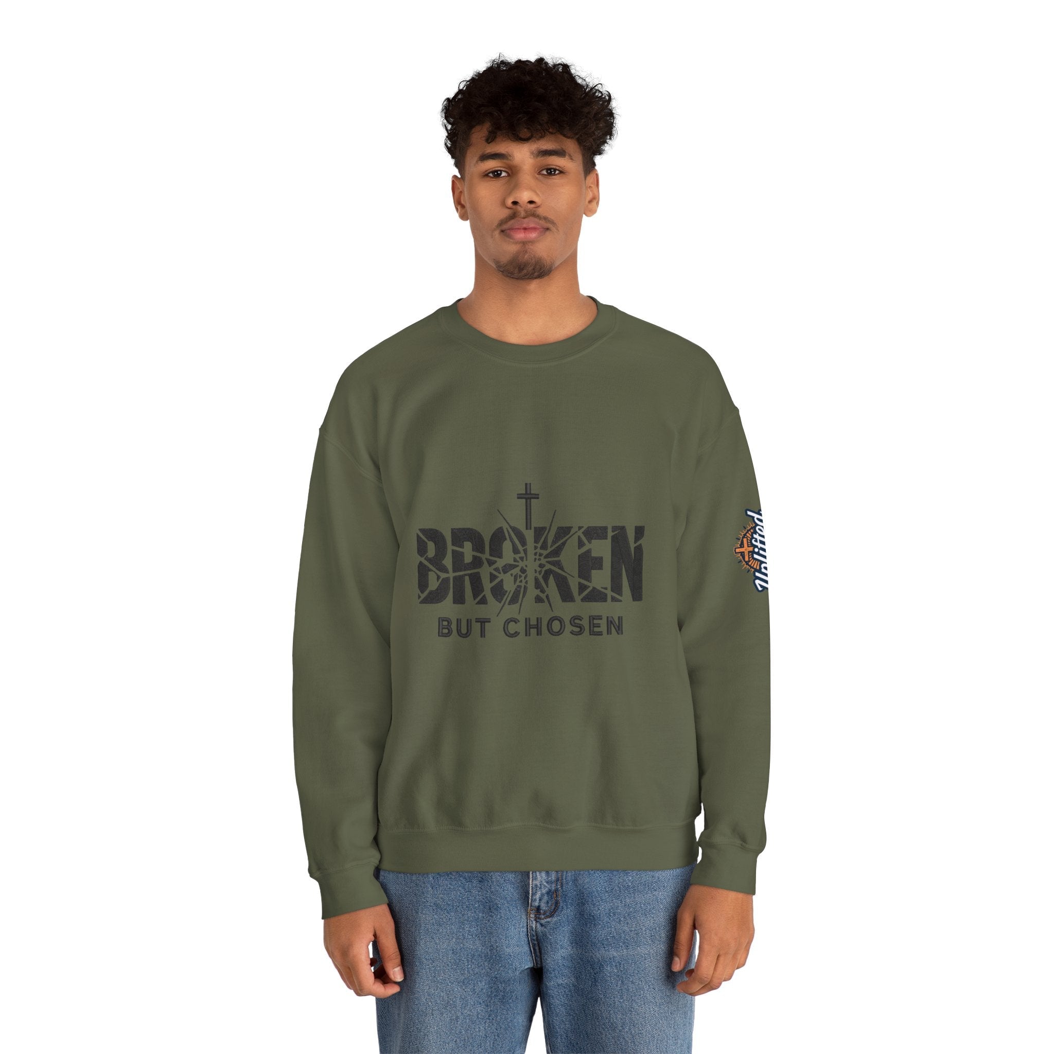 Broken But Chosen Crewneck Sweatshirt Printify