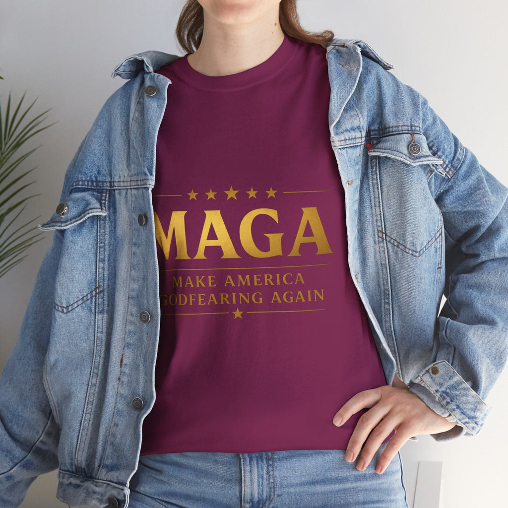 MAGA Gold Letter T-Shirt — "Make America Great Again" Printify