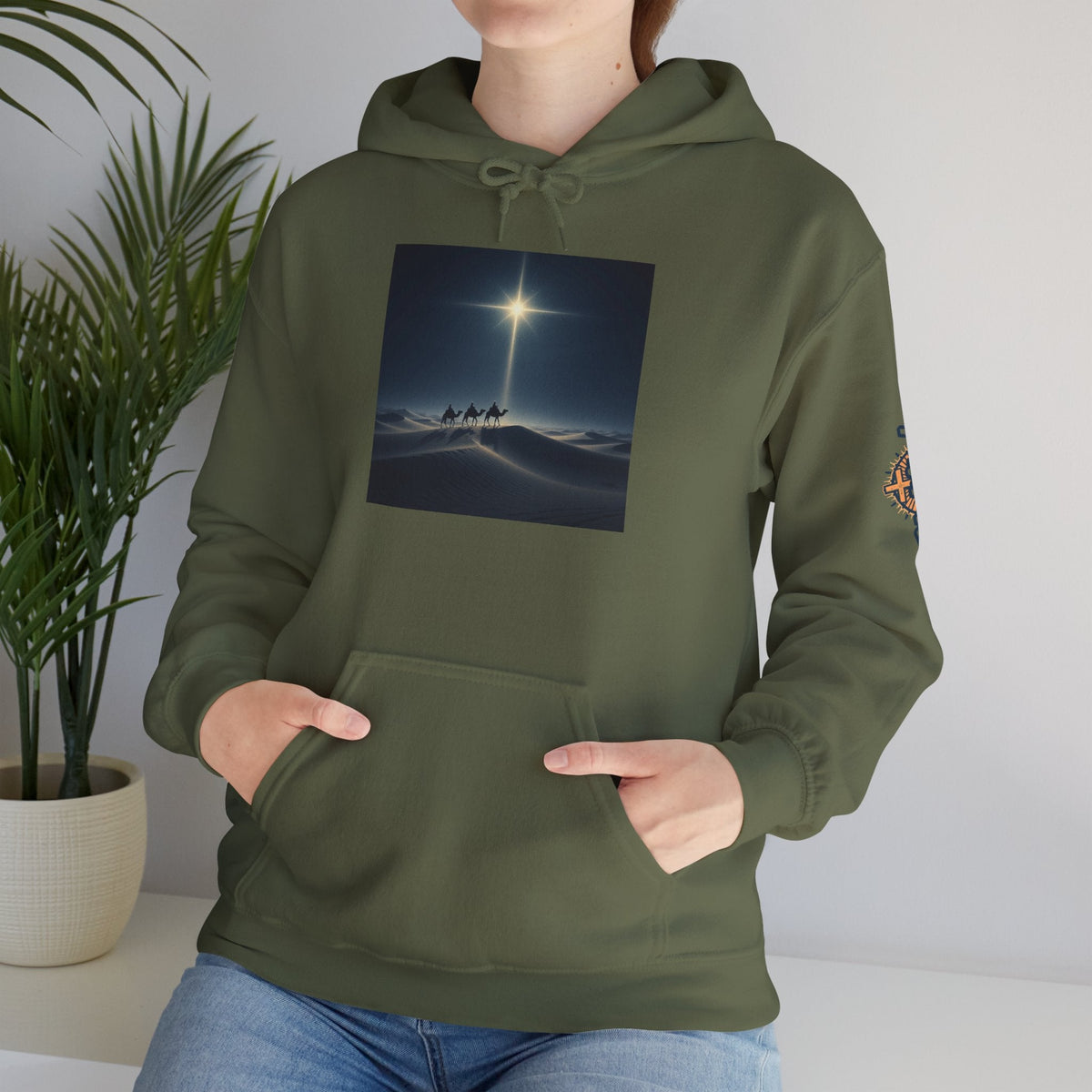 3 Wise Men Hoodie – Magi Camels Nativity Journey Christian Christmas Sweatshirt for Epiphany Faith & Holy Night Printify