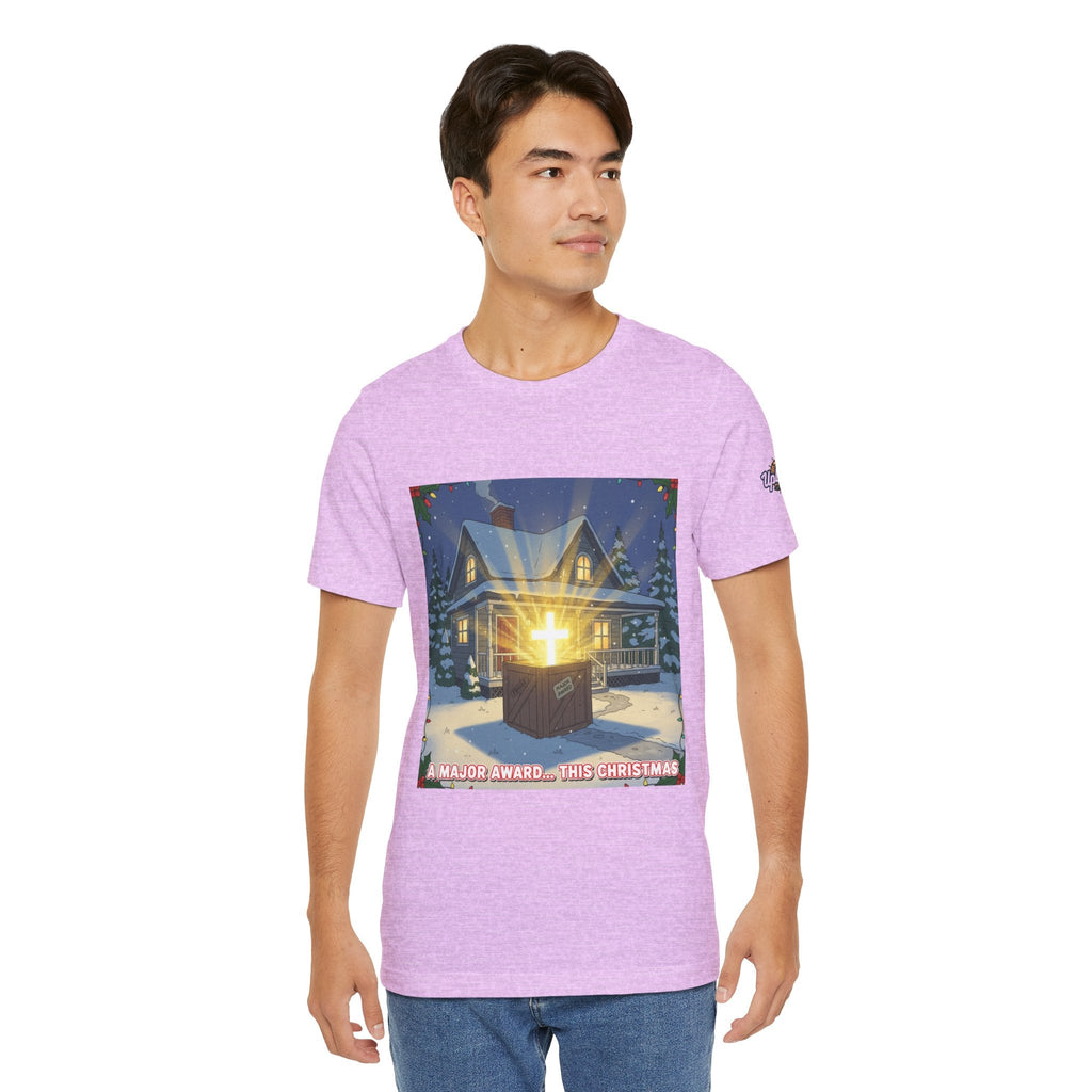 A Major Award This Christmas T-shirt – Fragile Leg Lamp Parody Cross Unboxing Christian T-shirt for Hilarious Faith & Holiday Glow Printify