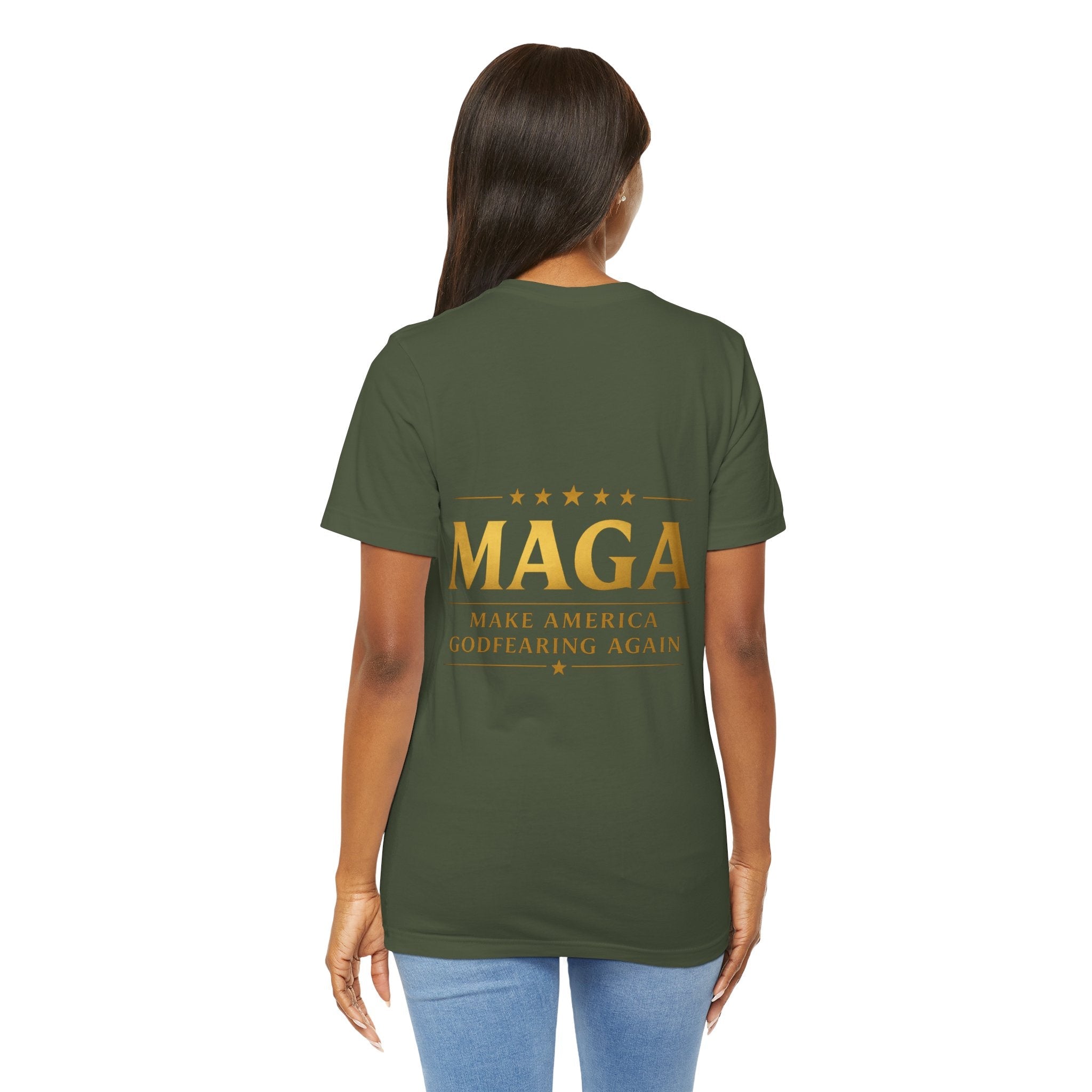 MAGA Gold Letter T-Shirt — "Make America Great Again" Printify