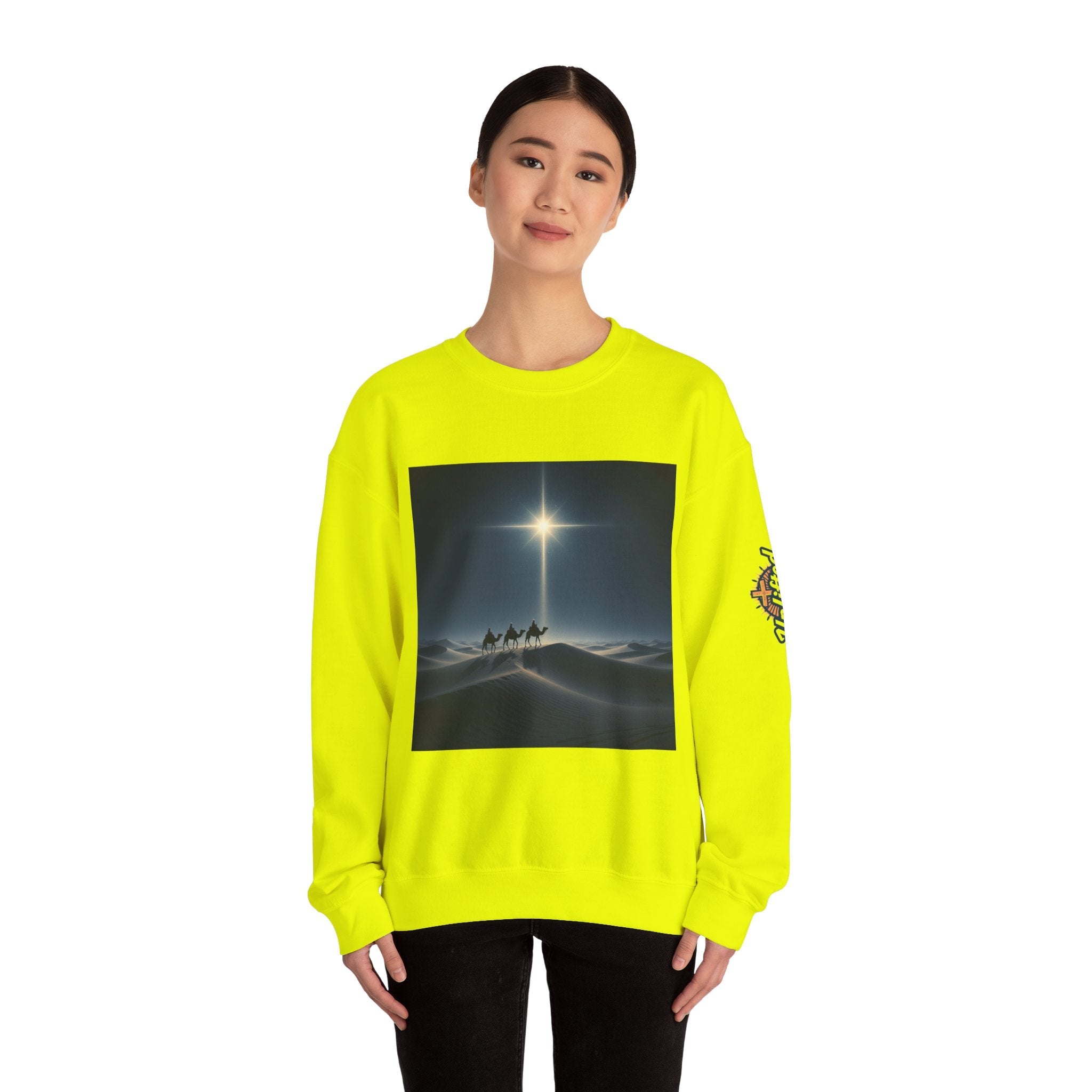 3 Wise Men Sweatshirt – Magi Camels Nativity Journey Christian Christmas Sweatshirt for Epiphany Faith & Holy Night Printify