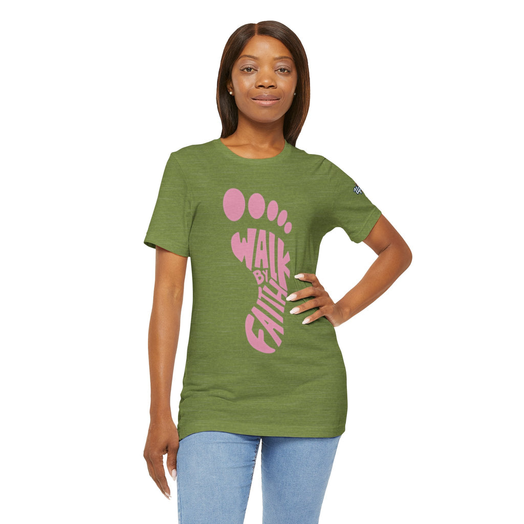 Walk By Faith Footprint T-Shirt Printify
