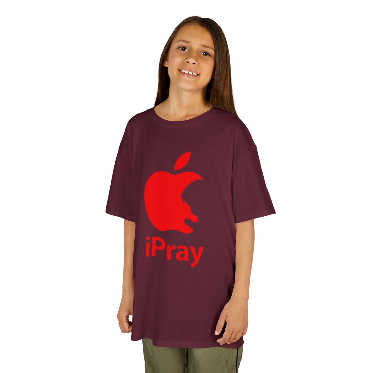 Kids Graphic Tee — Red iPray Logo Prayer Shirt for Children Printify