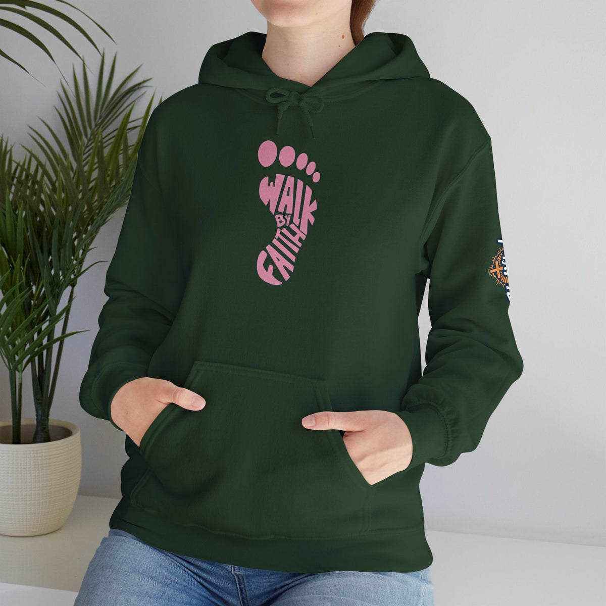 Walk By Faith Footprint Hoodie Printify
