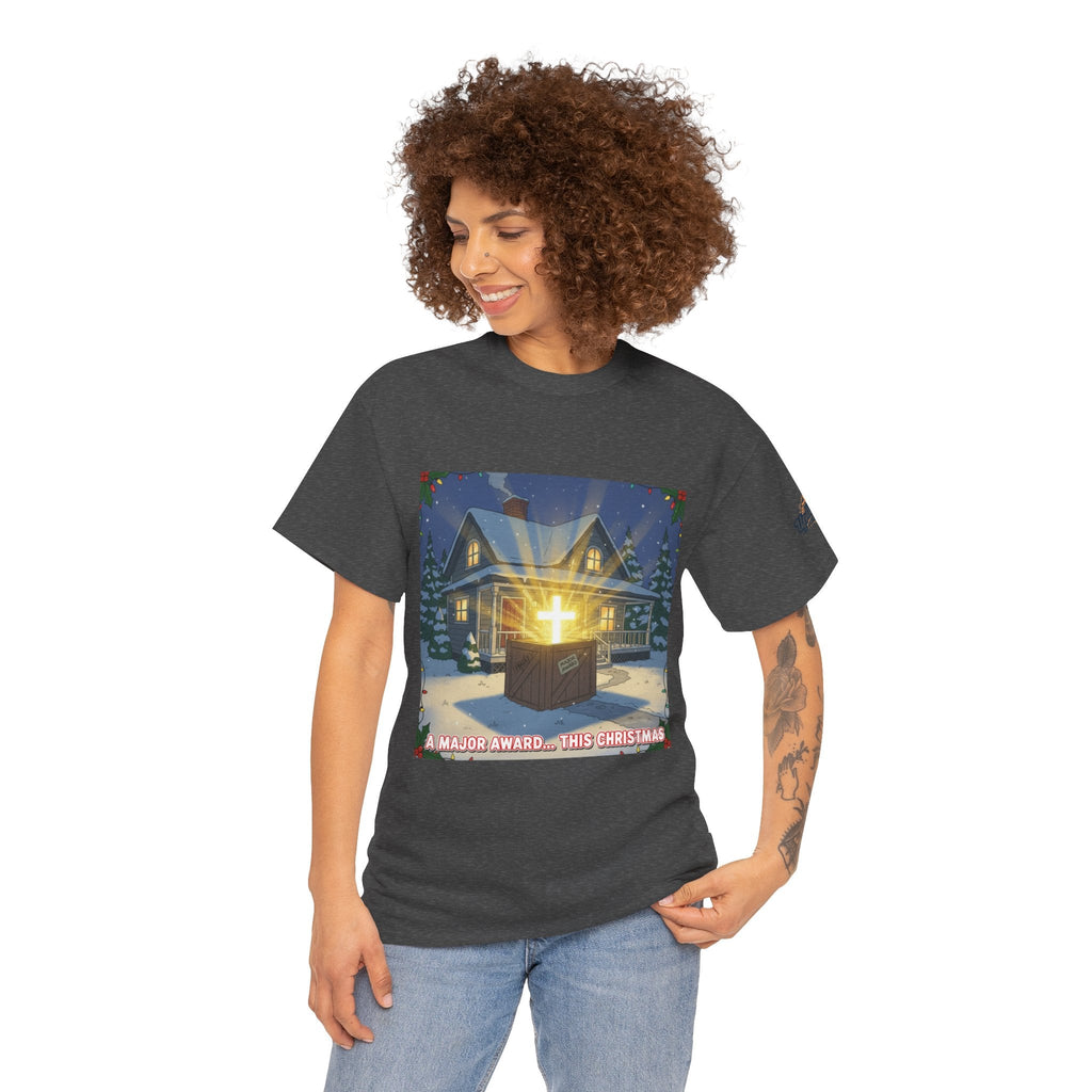 A Major Award This Christmas T-shirt – Fragile Leg Lamp Parody Cross Unboxing Christian T-shirt for Hilarious Faith & Holiday Glow Printify