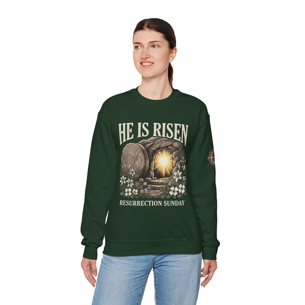 He Is Risen Sweatshirt — Jesus Christ Resurrection Easter Sweatshirt Printify